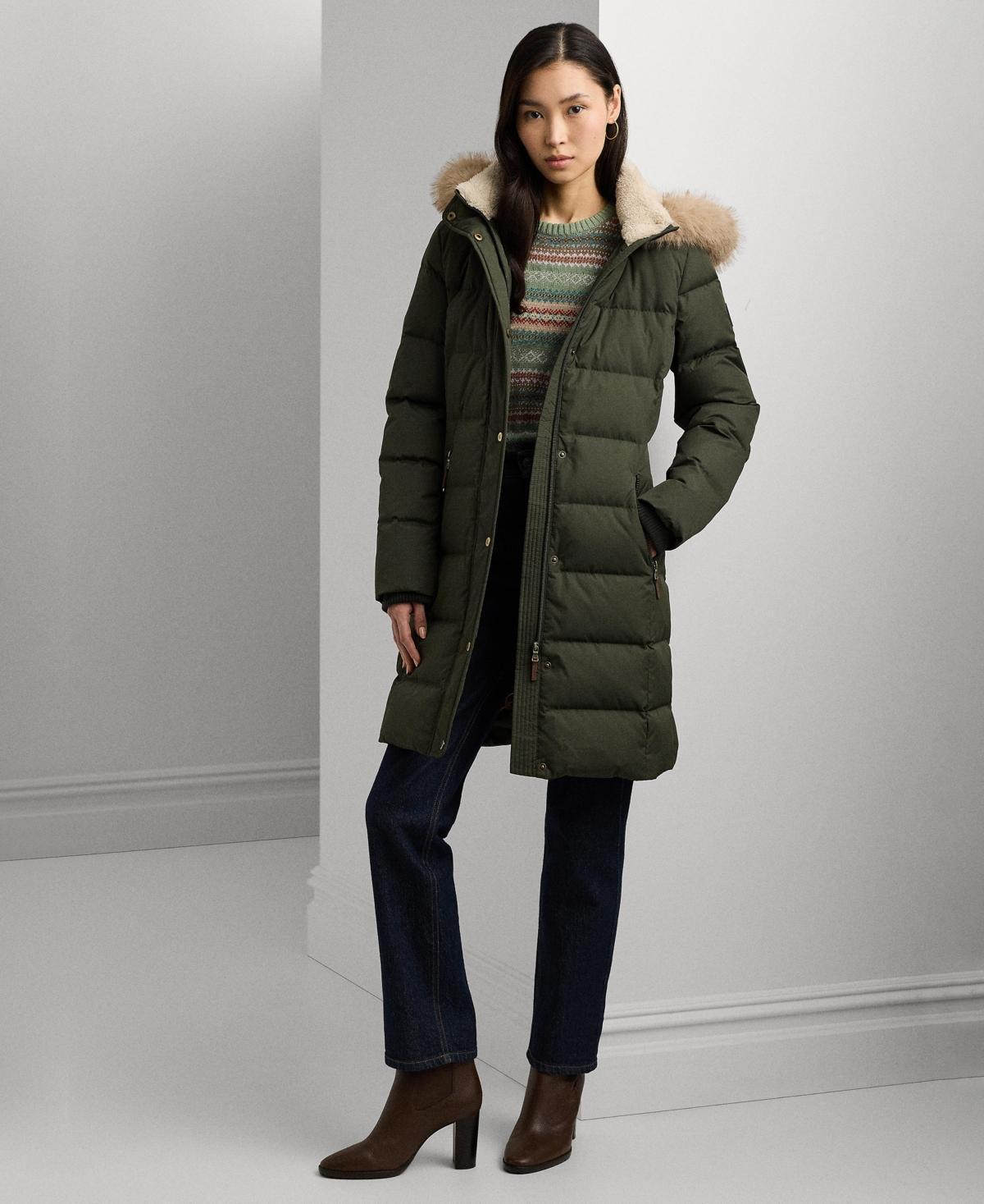 Lauren Ralph Lauren Womens Faux-Fur Hooded Puffer Coat Product Image