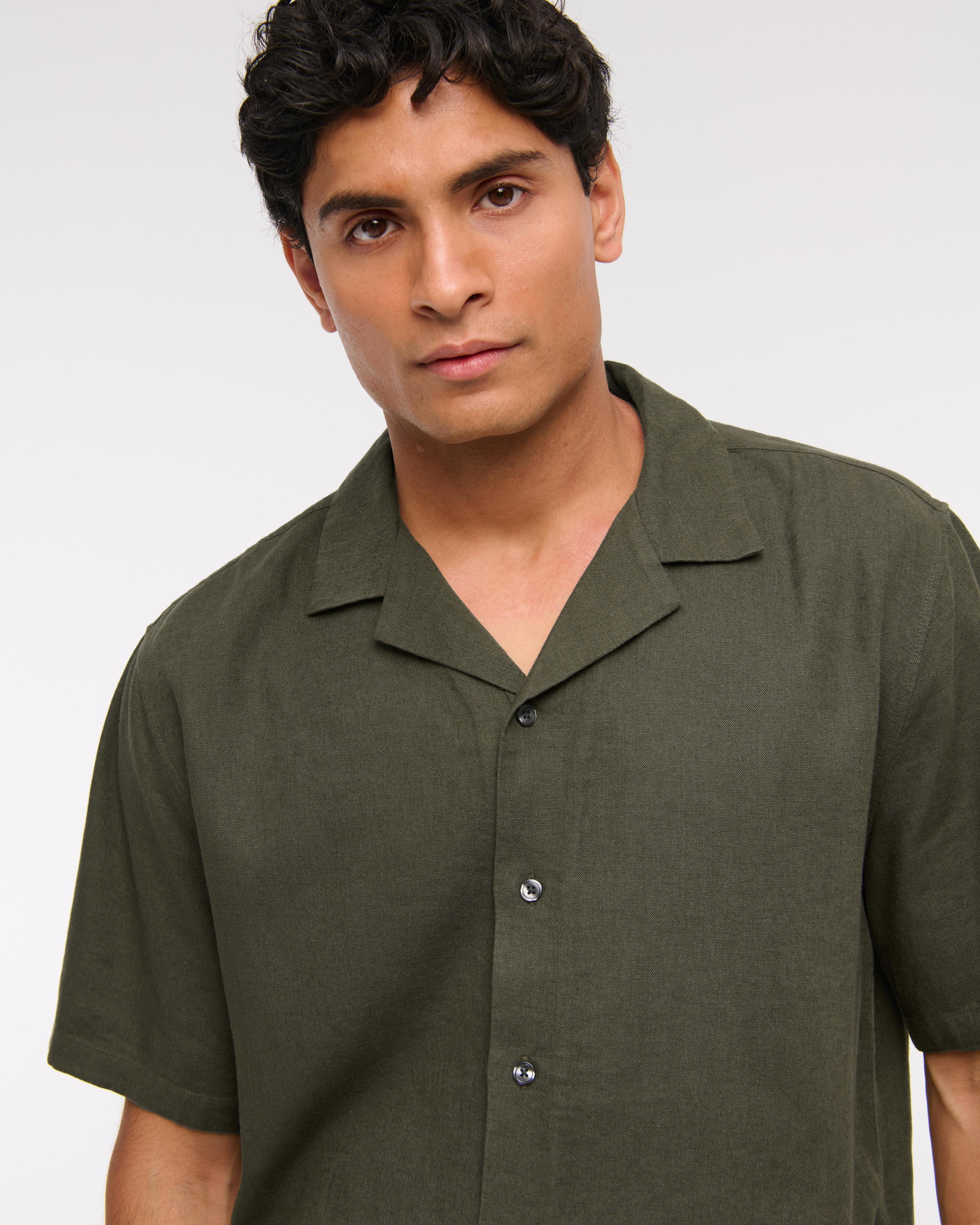 Camp Collar Summer Linen-Blend Shirt Product Image