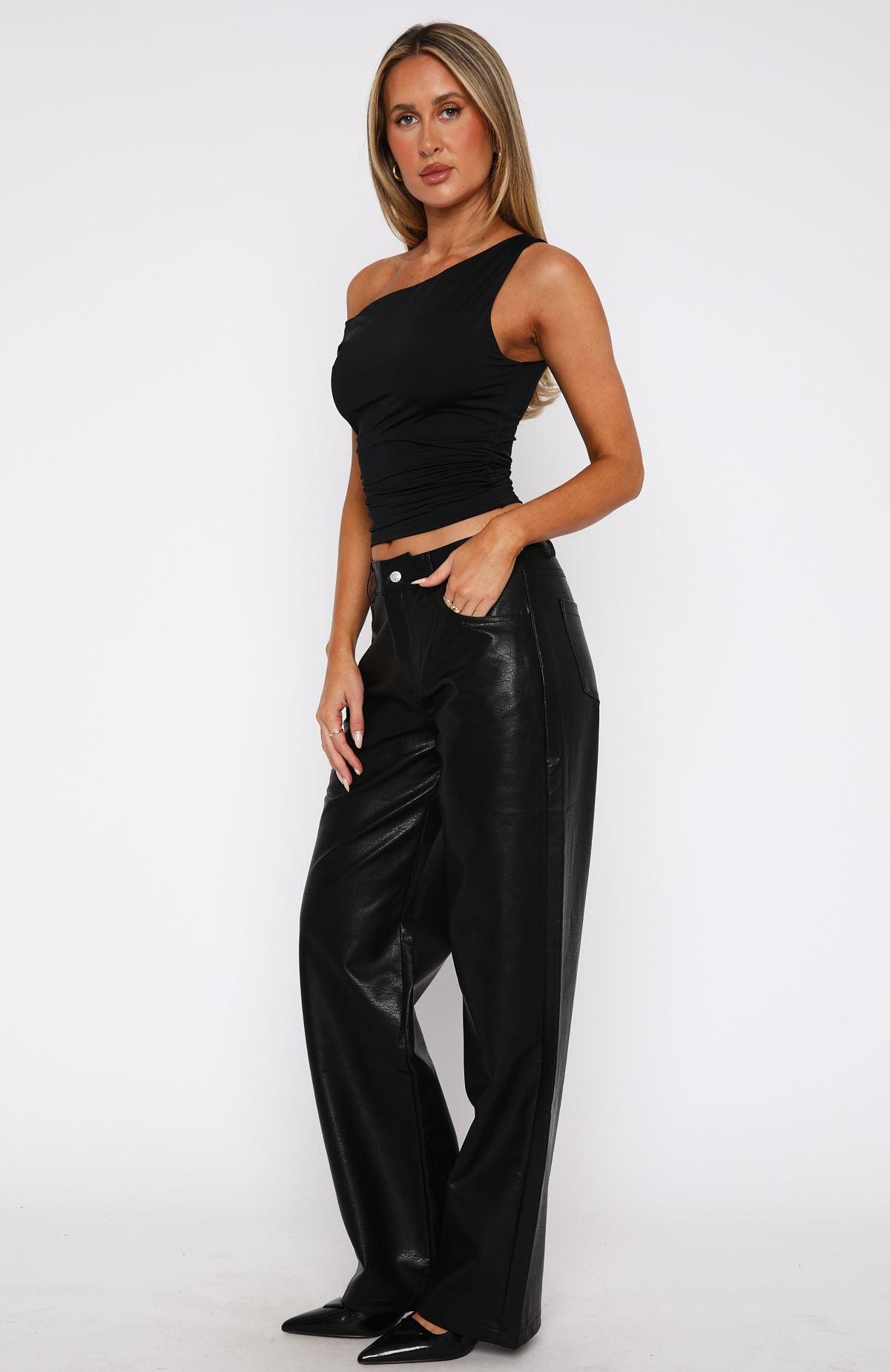 Bring The Style PU Pants Black Product Image