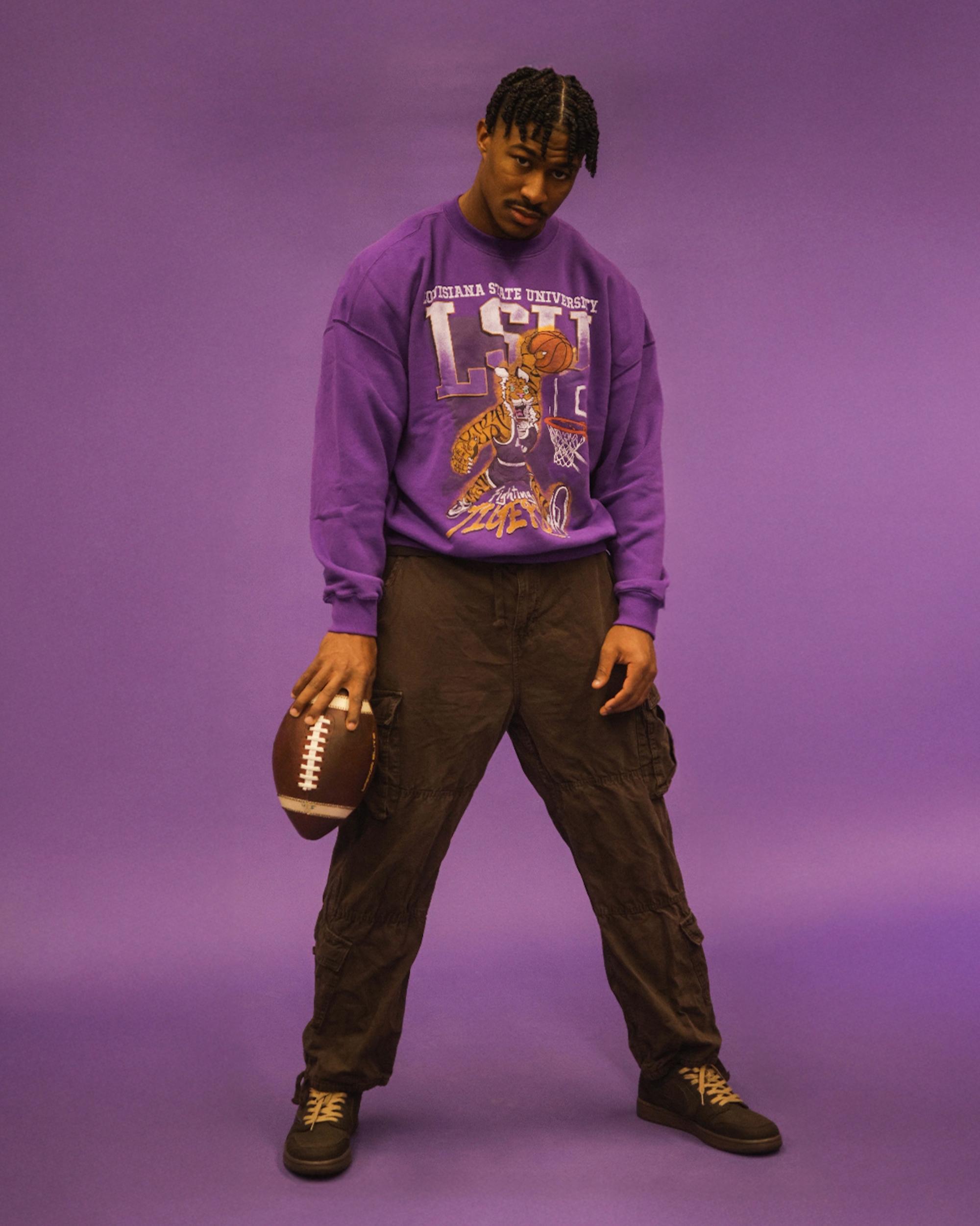 Boxy LSU Tigers Graphic Crew Sweatshirt Product Image