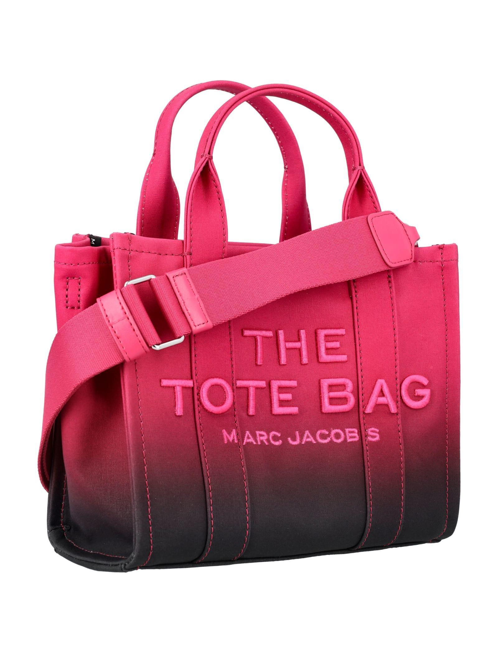 MARC JACOBS Women's The Ombre Canvas Small Tote Bag In Black Hot Pink Product Image