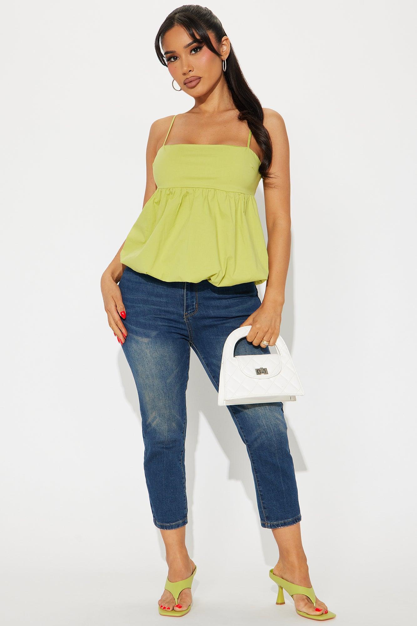 Shenay Bubble Hem Top - Lime Product Image