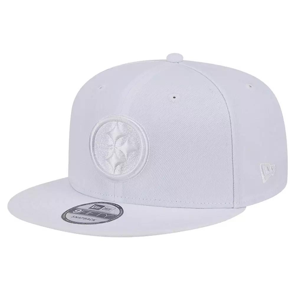 Men's New Era Pittsburgh Steelers Main White on White 9FIFTY Snapback Hat Product Image