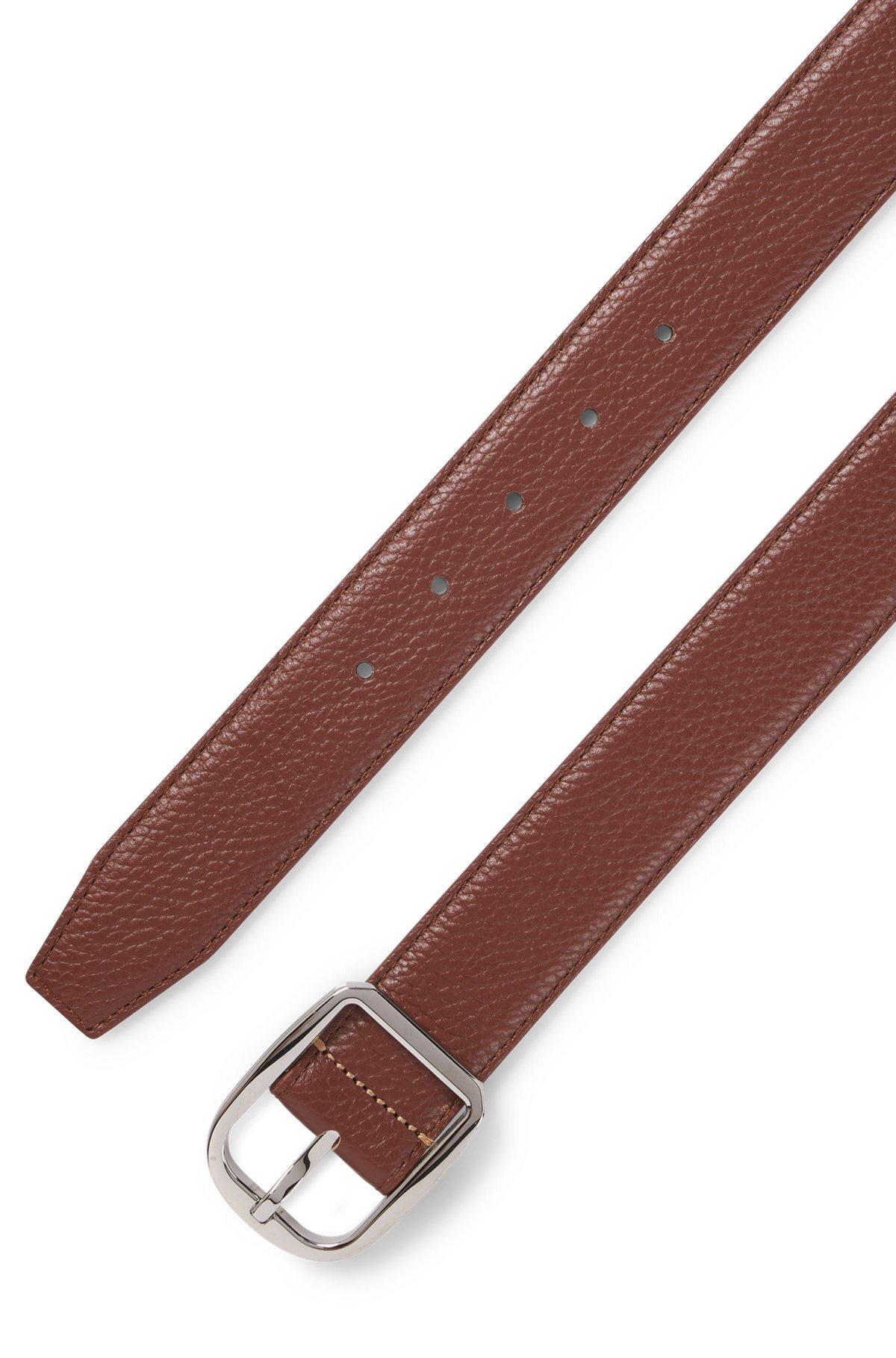 Italian-leather belt with rounded pin buckle Product Image