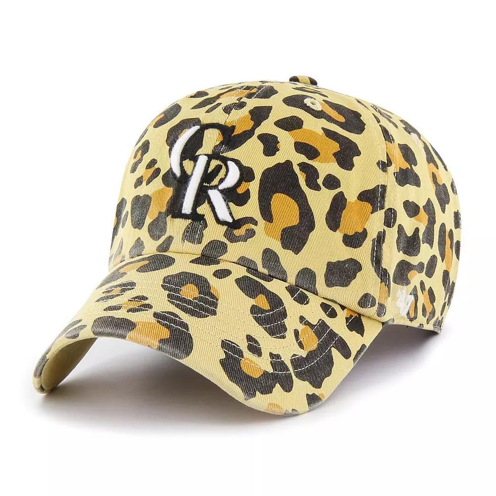 Women's '47 Colorado Rockies Tan Cheetah Clean Up Adjustable Hat, Team Product Image