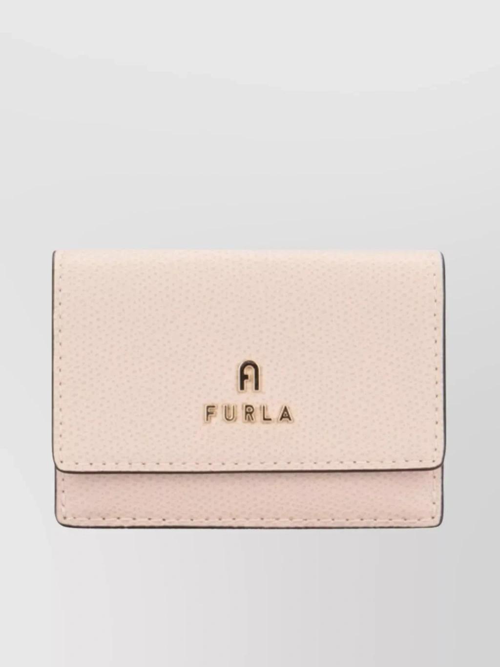 FURLA Camelia Logo-plaque Leather Wallet In Cream Product Image