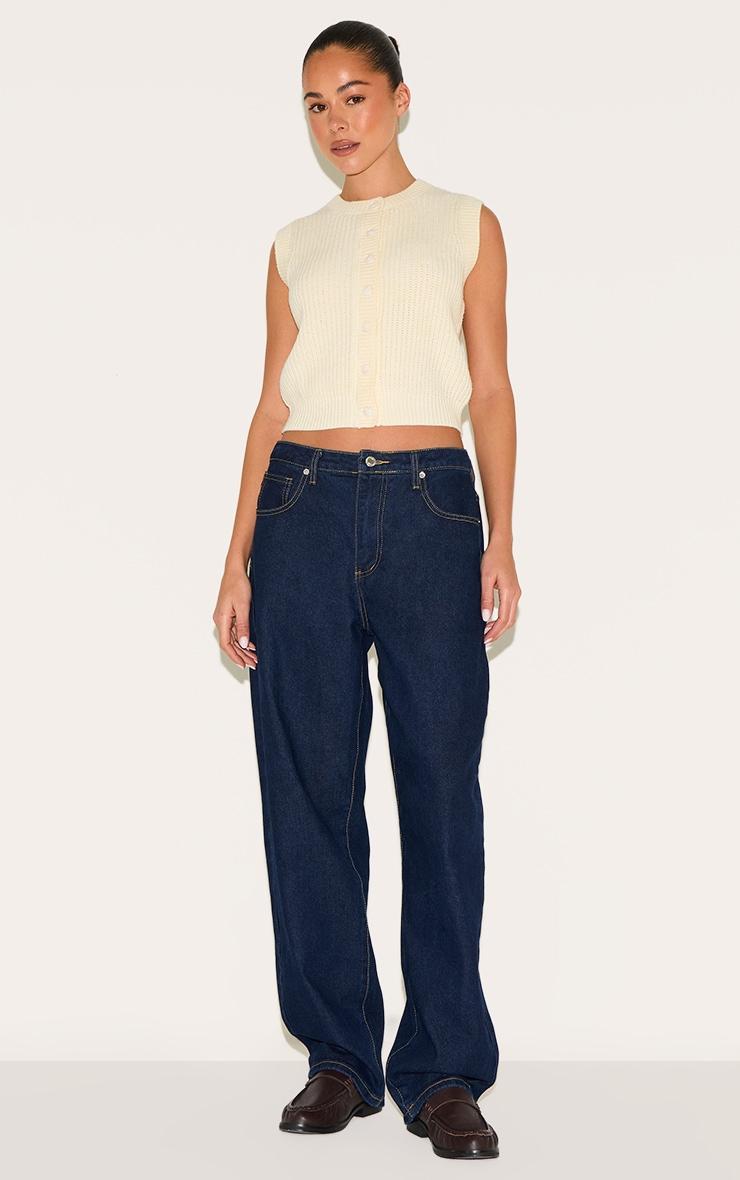  Ecru Chunky Knit Sleeveless Sweater Product Image