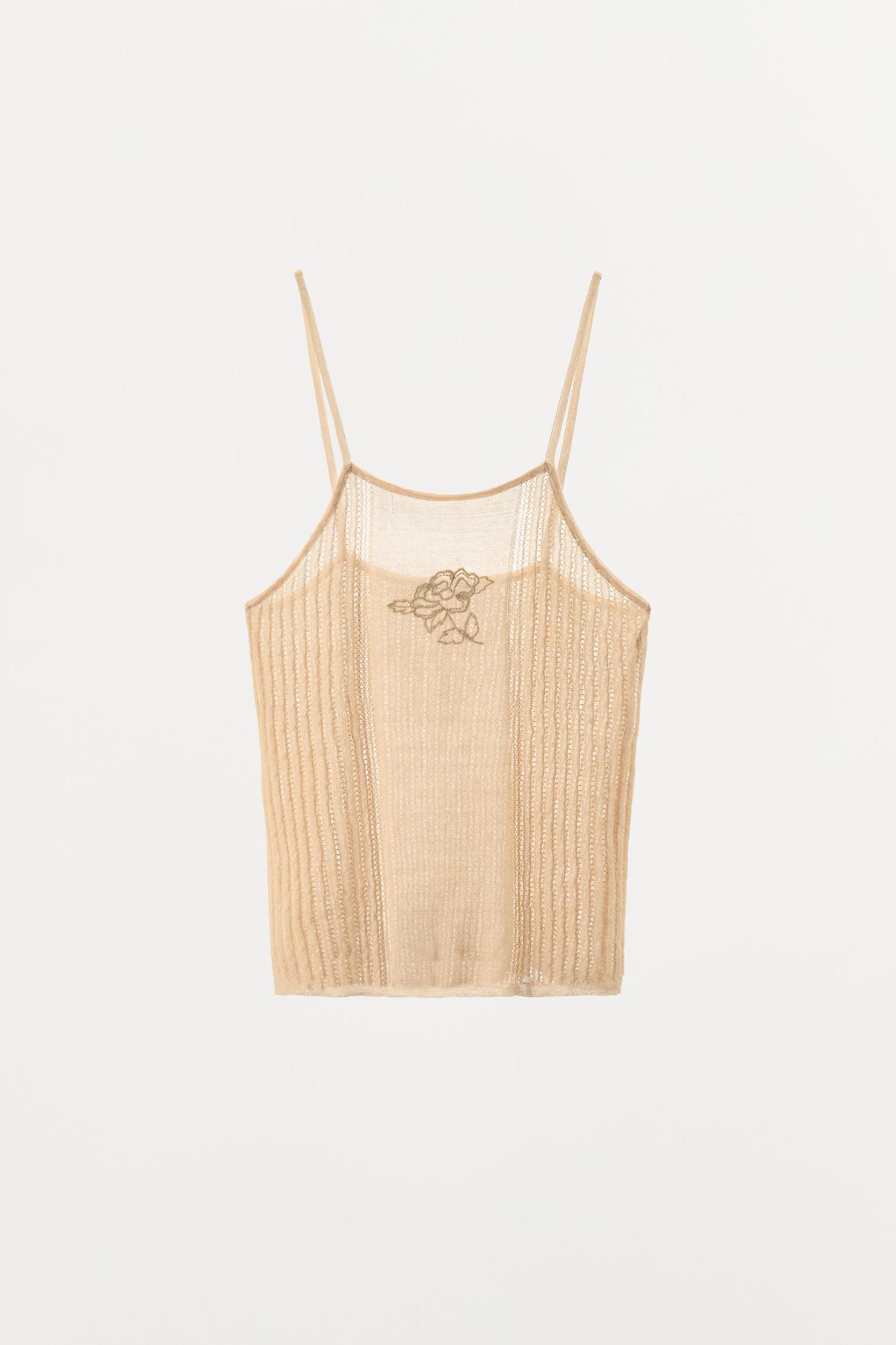 FLORAL EMBROIDERED KNIT TOP Product Image