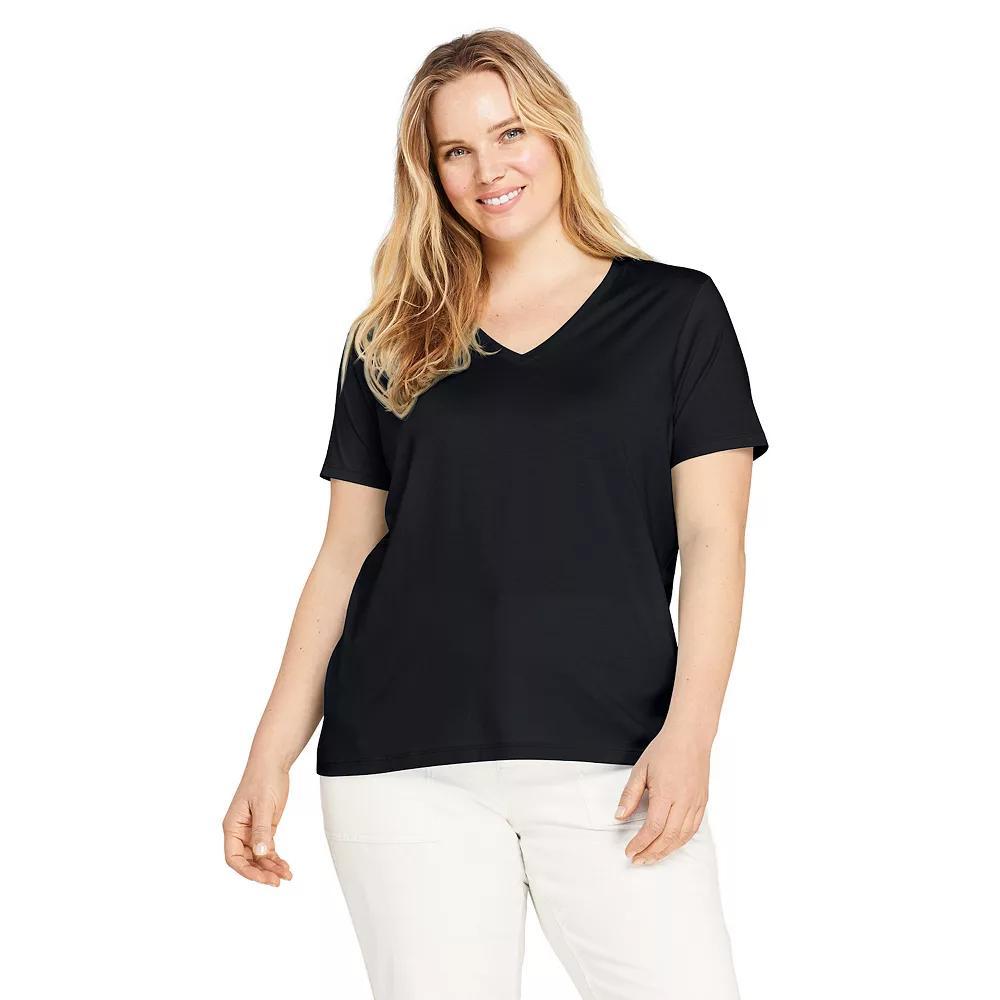 Plus Size Lands' End Relaxed-Fit Supima Cotton V-Neck Tee, Women's, Size: 3XL, White Product Image