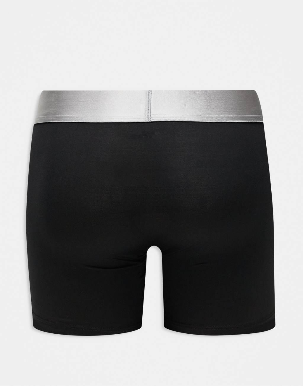 Calvin Klein Steel 3 pack boxer brief with silver waistbands in black Product Image