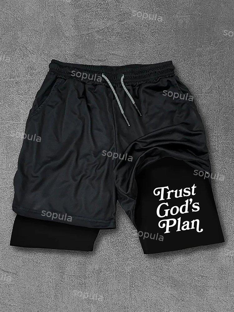 Sopula Men's Trust God's Plan Drawstring Double Layer Shorts Product Image