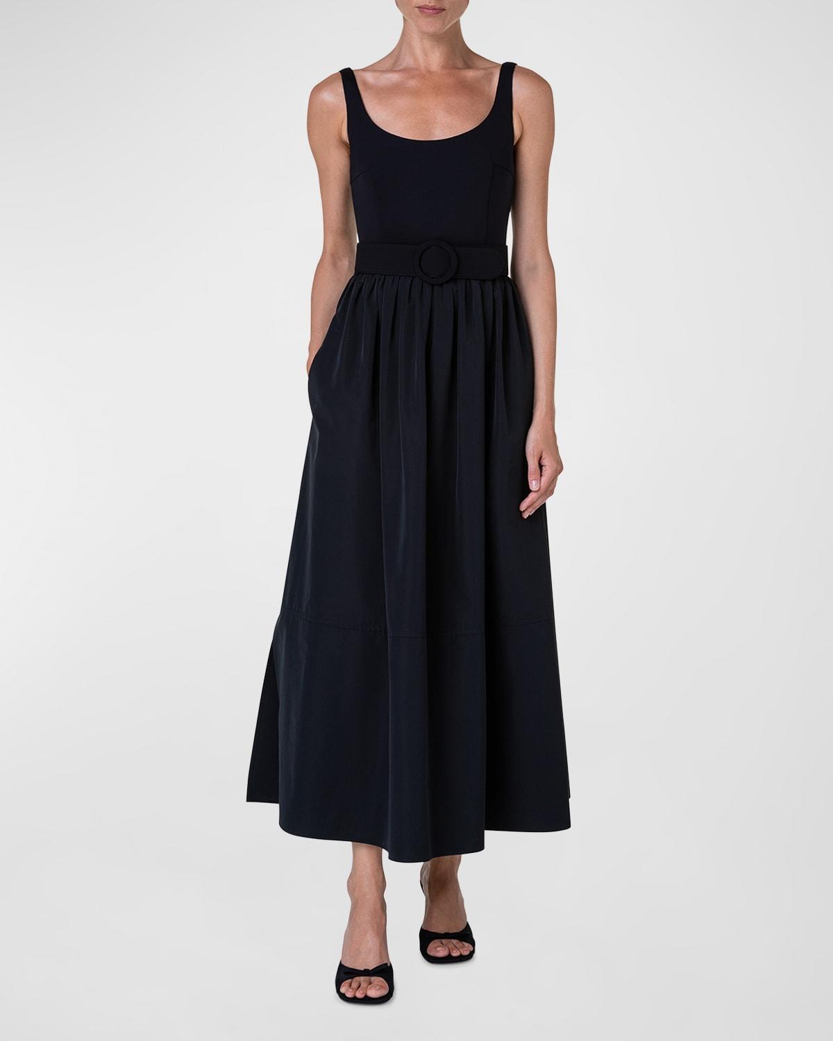 Womens Cotton-Blend Belted Midi-Dress Product Image