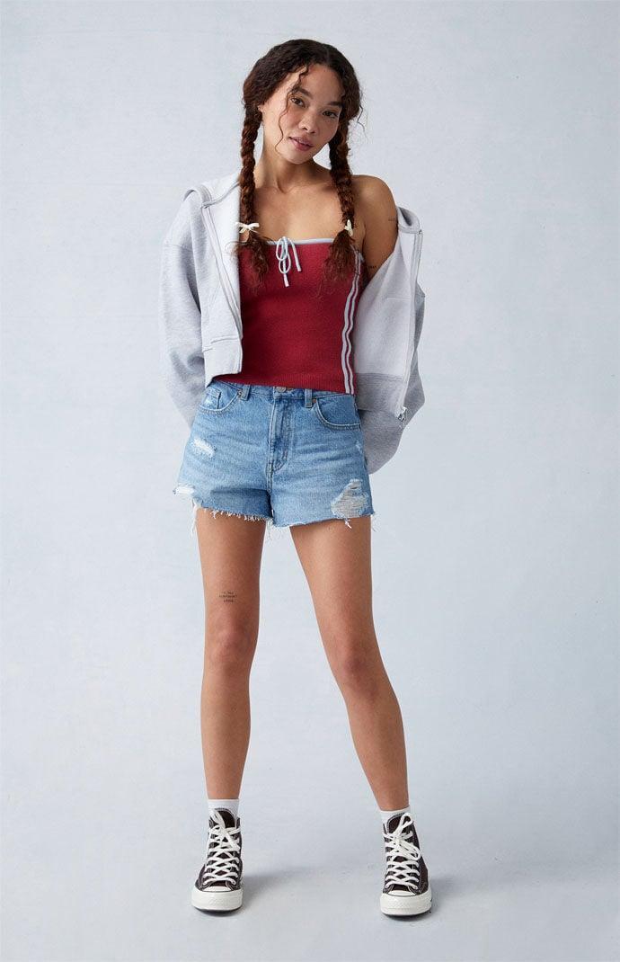 Women's Eco Ripped Denim Mom Shorts - Product Image