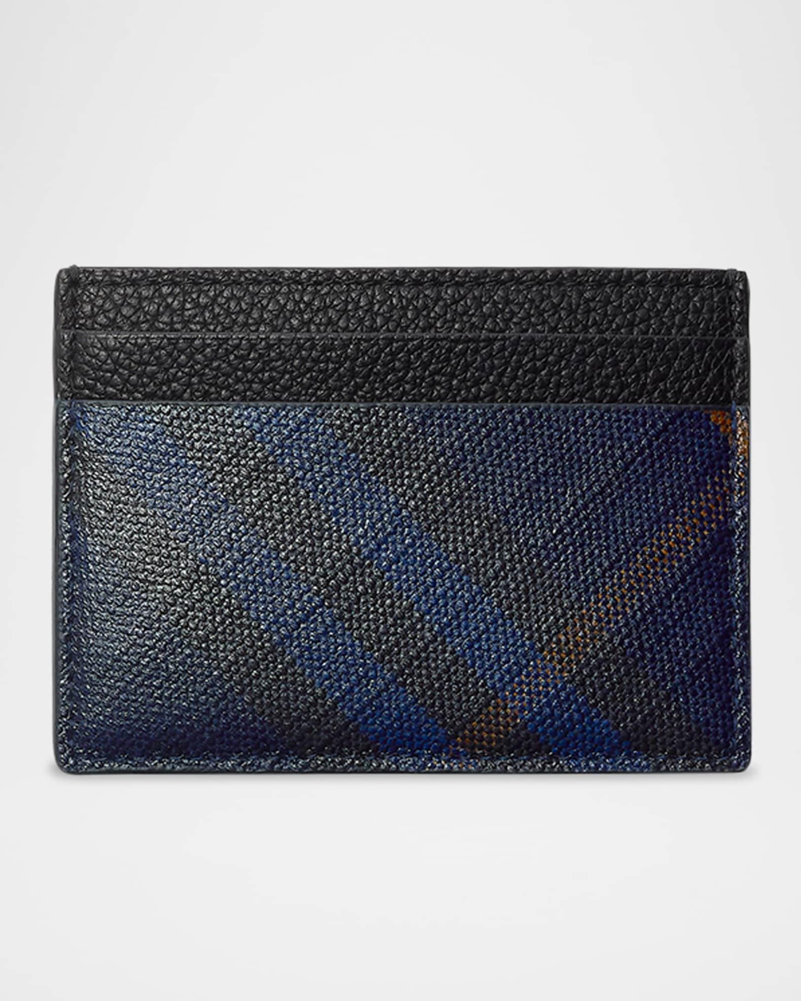 Men's Sandon Check and Leather Card Holder Product Image