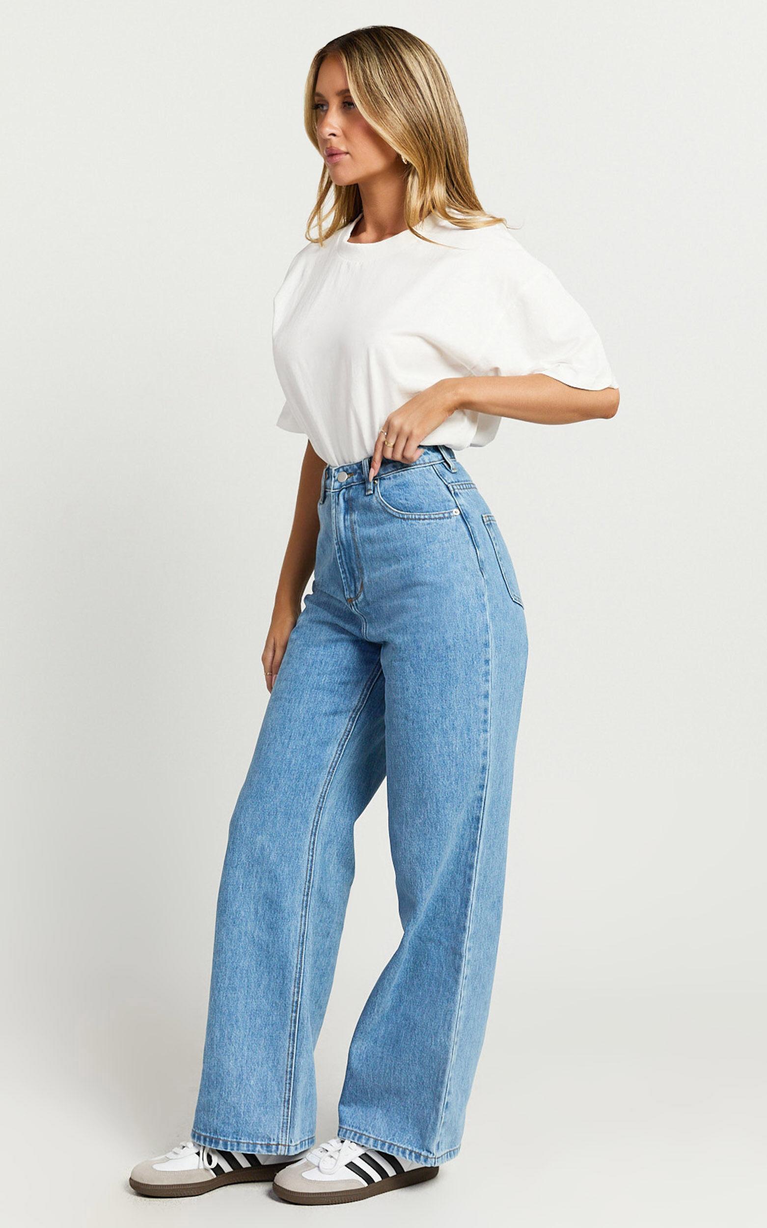 Cole Jeans - High Waist Relaxed Wide Leg Recycled Denim Jeans in Mid Blue Wash Product Image