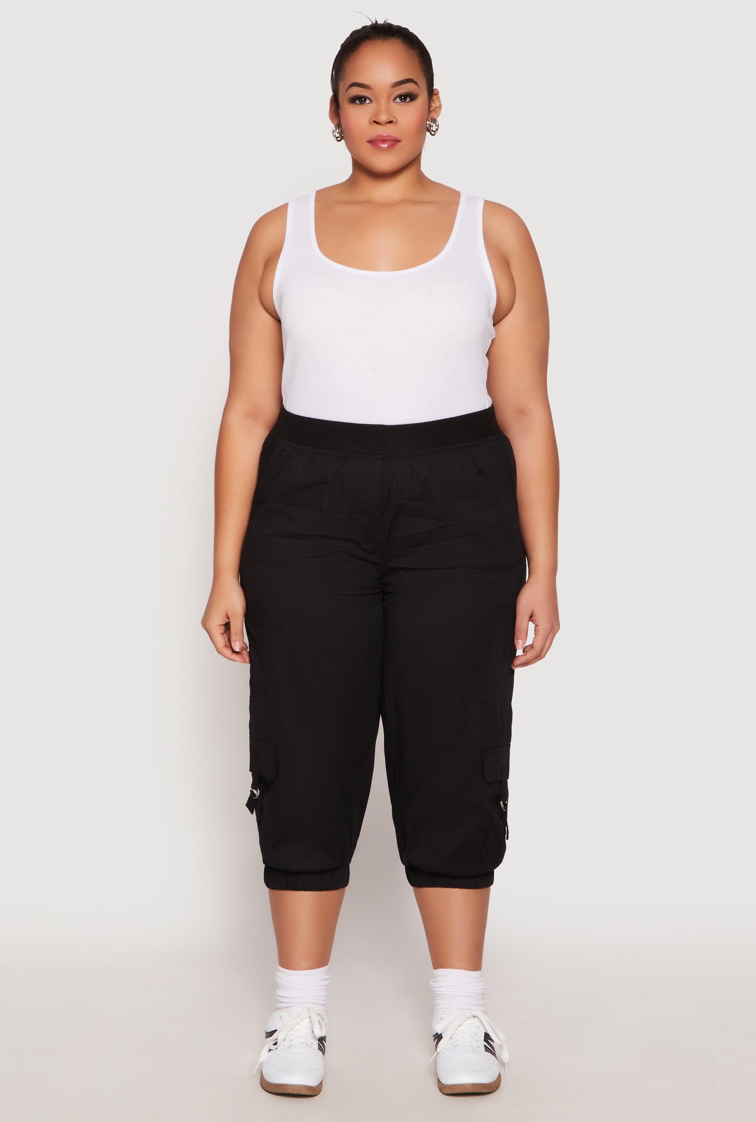 Womens Plus Size Poplin Pull On Capri Pants Product Image