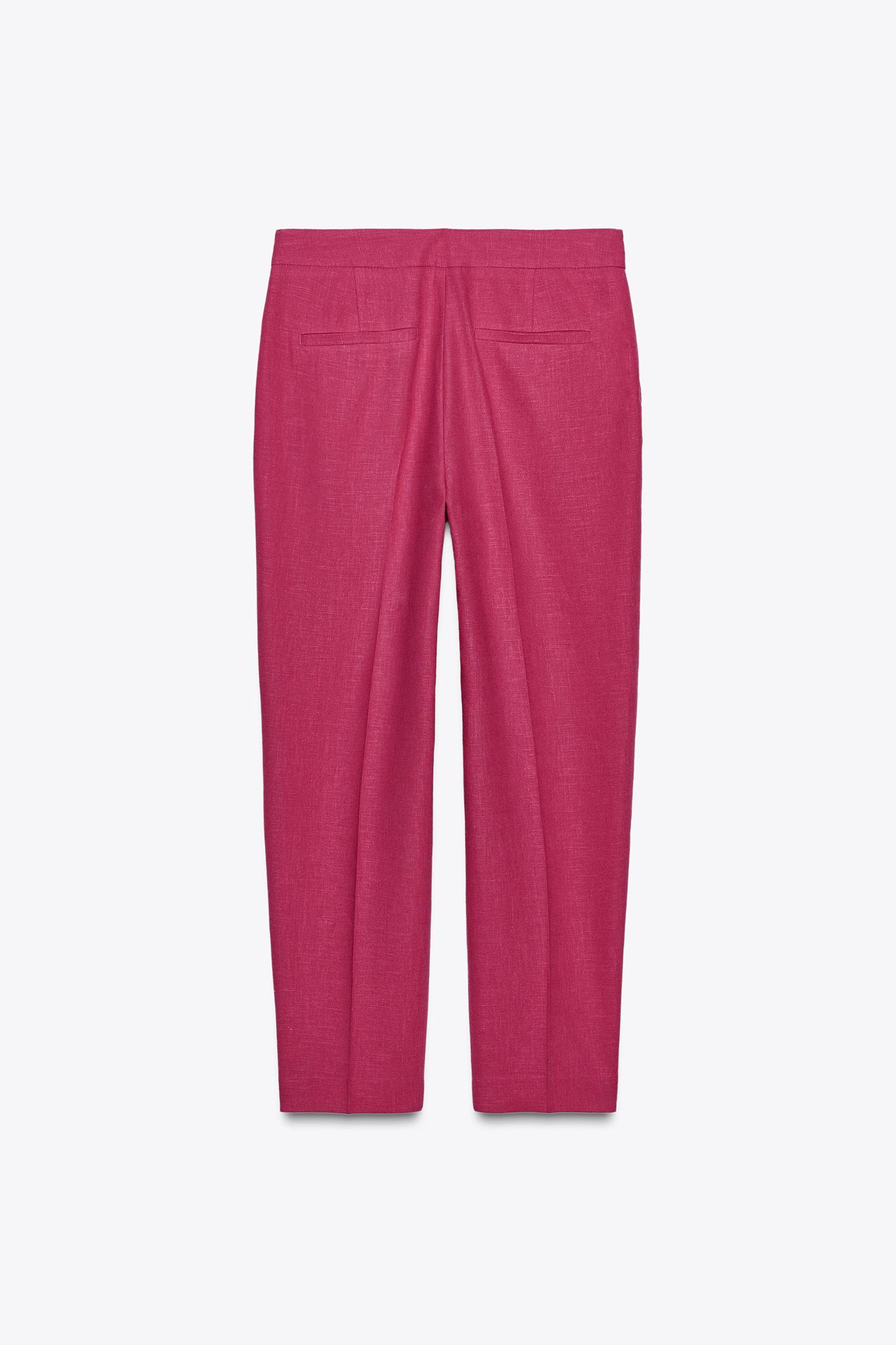 HIGH-WAISTED SLIM LINEN PANTS Product Image