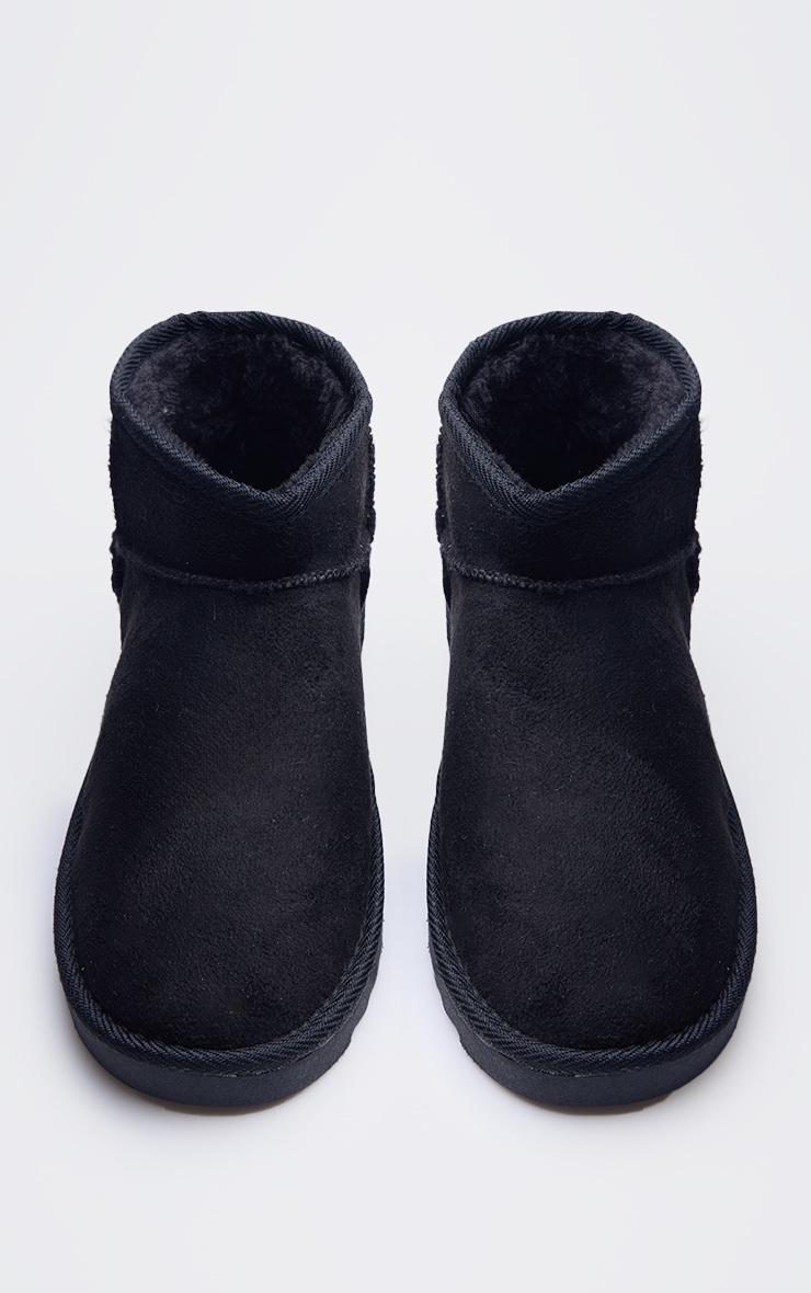 Black Faux Suede Round Toe Rigged Sole Ankle Boots Product Image