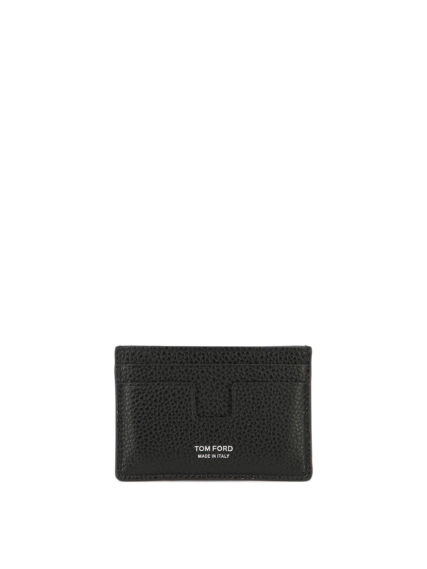 TOM FORD Black Card-holder With Embossed Logo In Hammered Leather Man Product Image