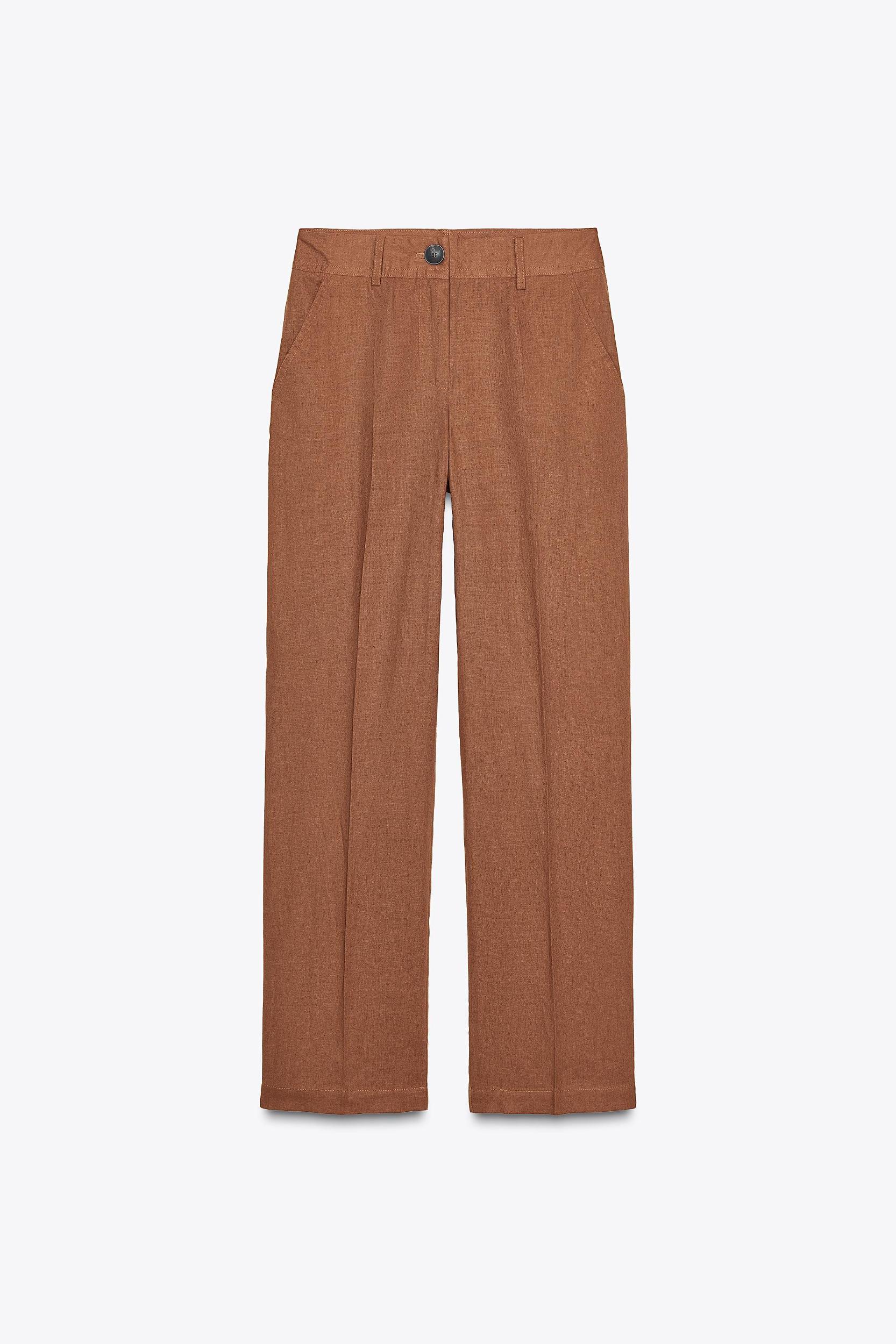 LINEN BLEND STRAIGHT PANTS Product Image