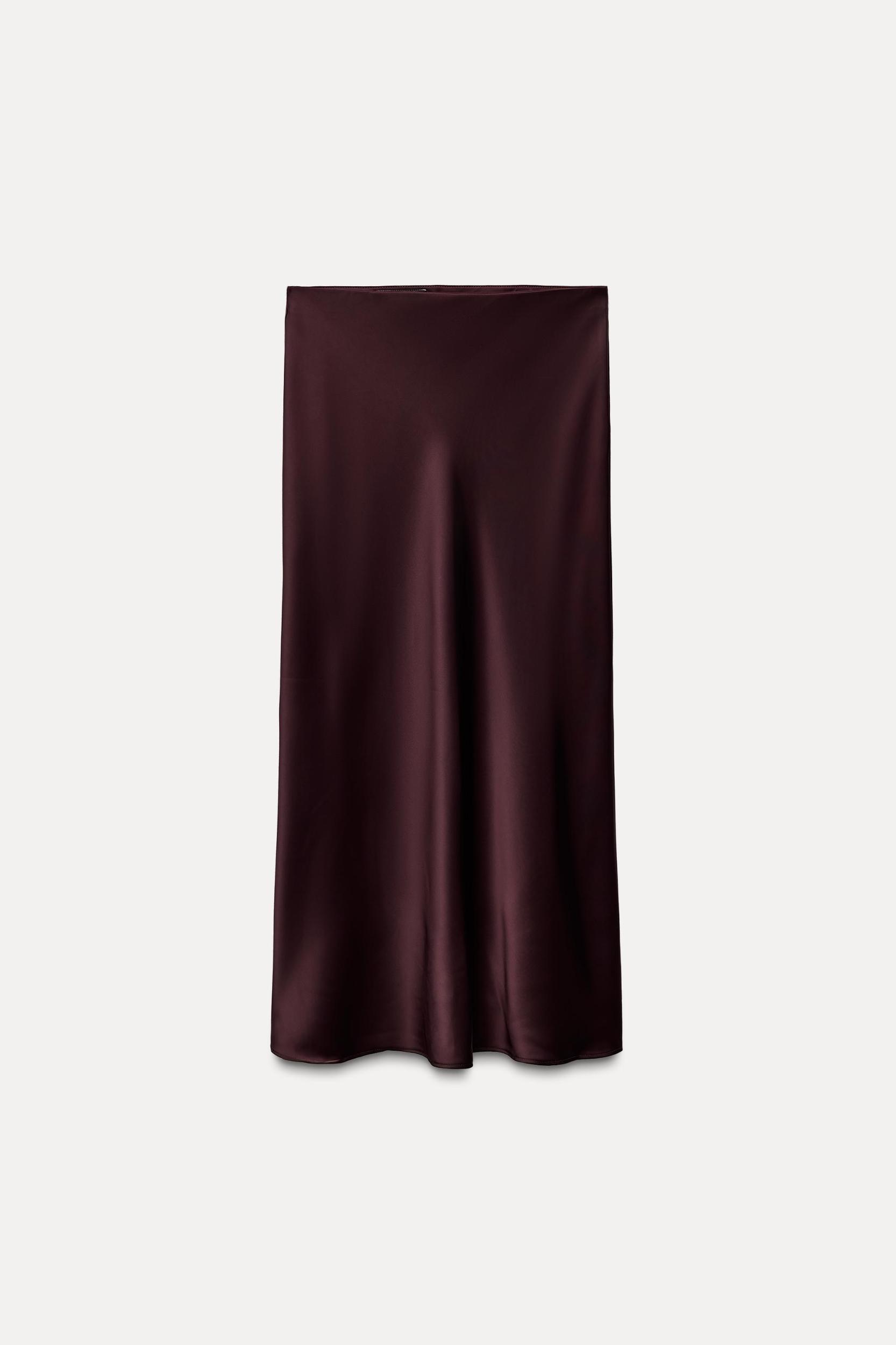 SATIN EFFECT MIDI SKIRT Product Image