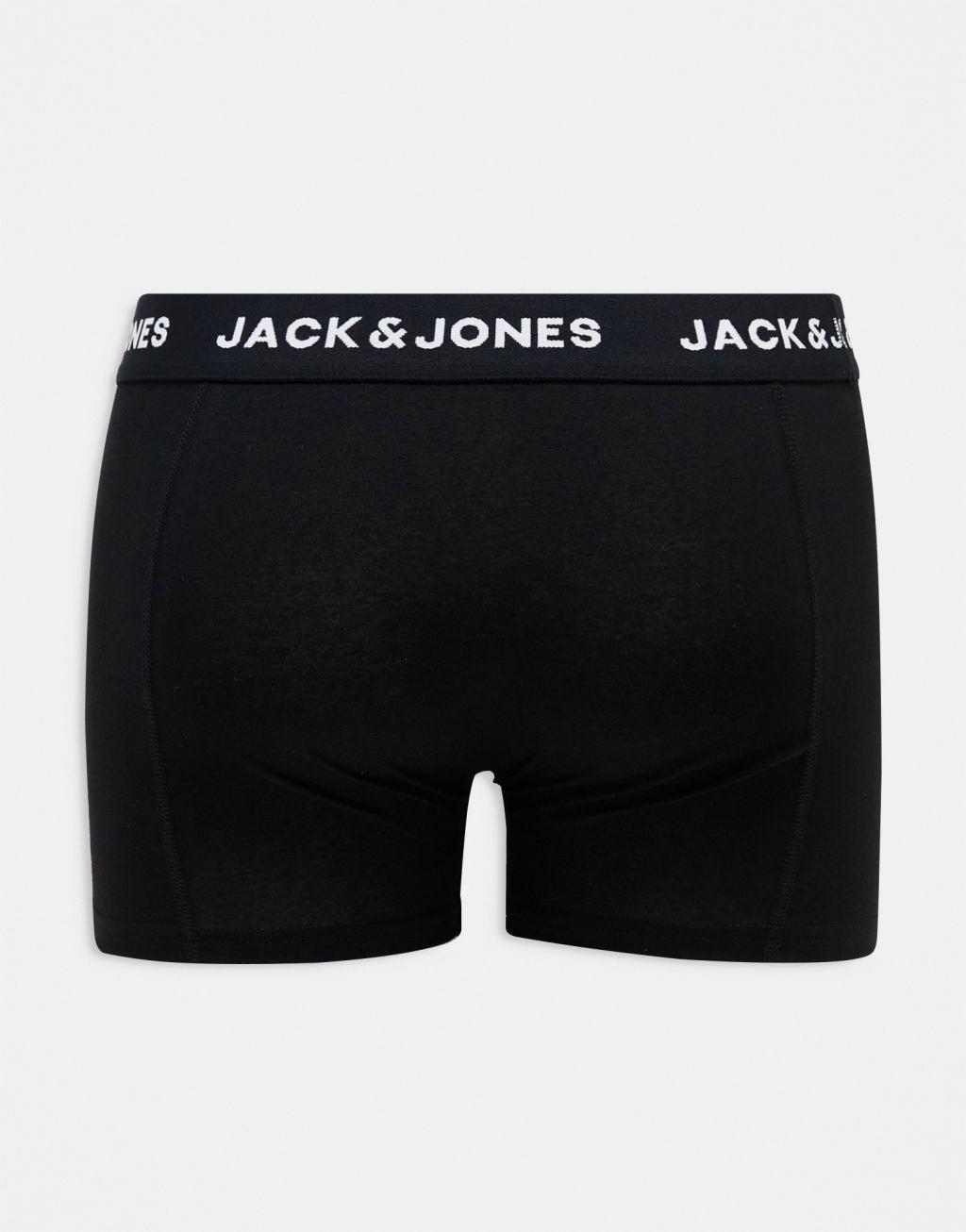 Jack & Jones 3 pack briefs in black with logo waistband Product Image