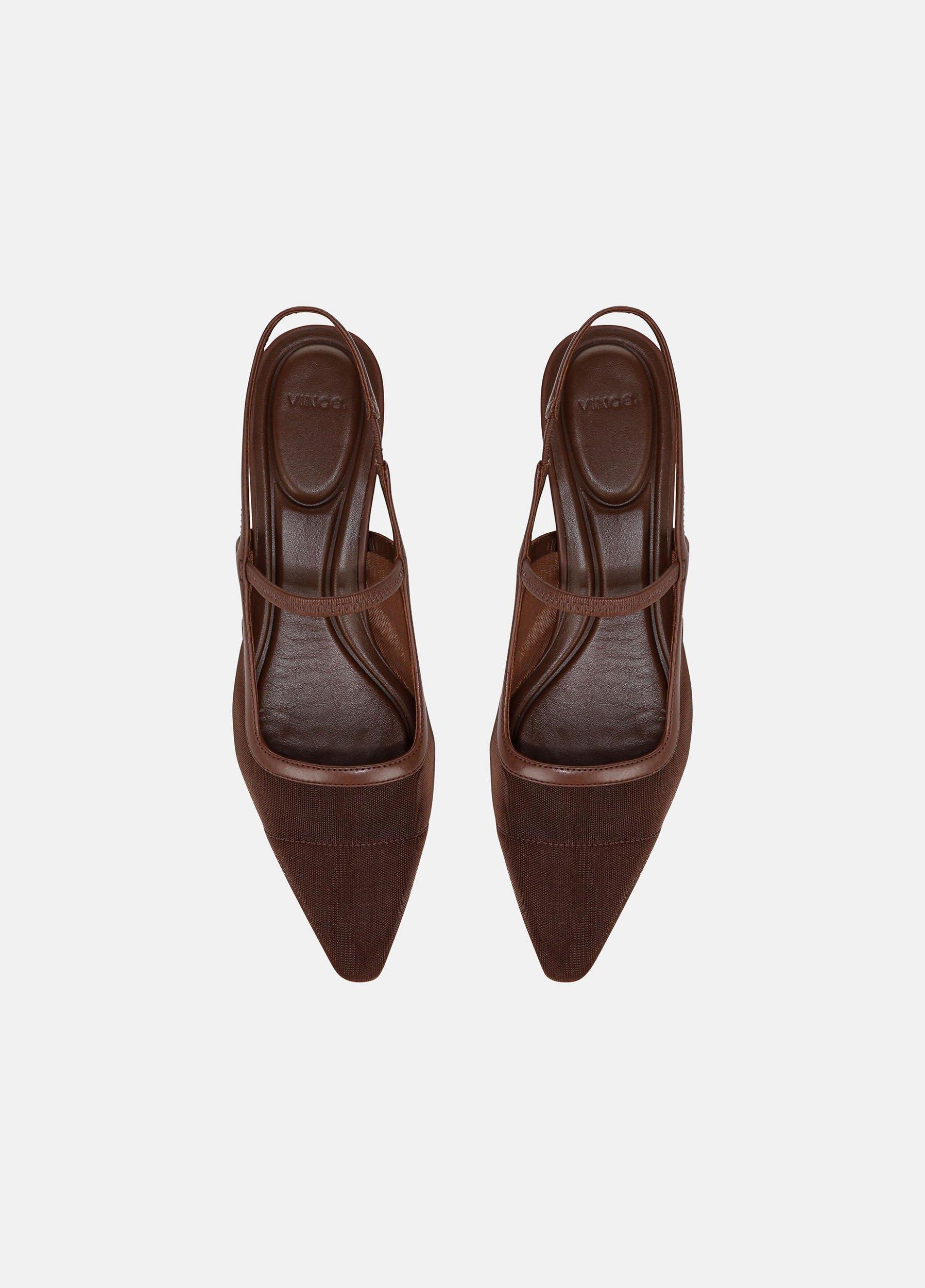 Venice Leather and Mesh Slingback Kitten Heel Product Image