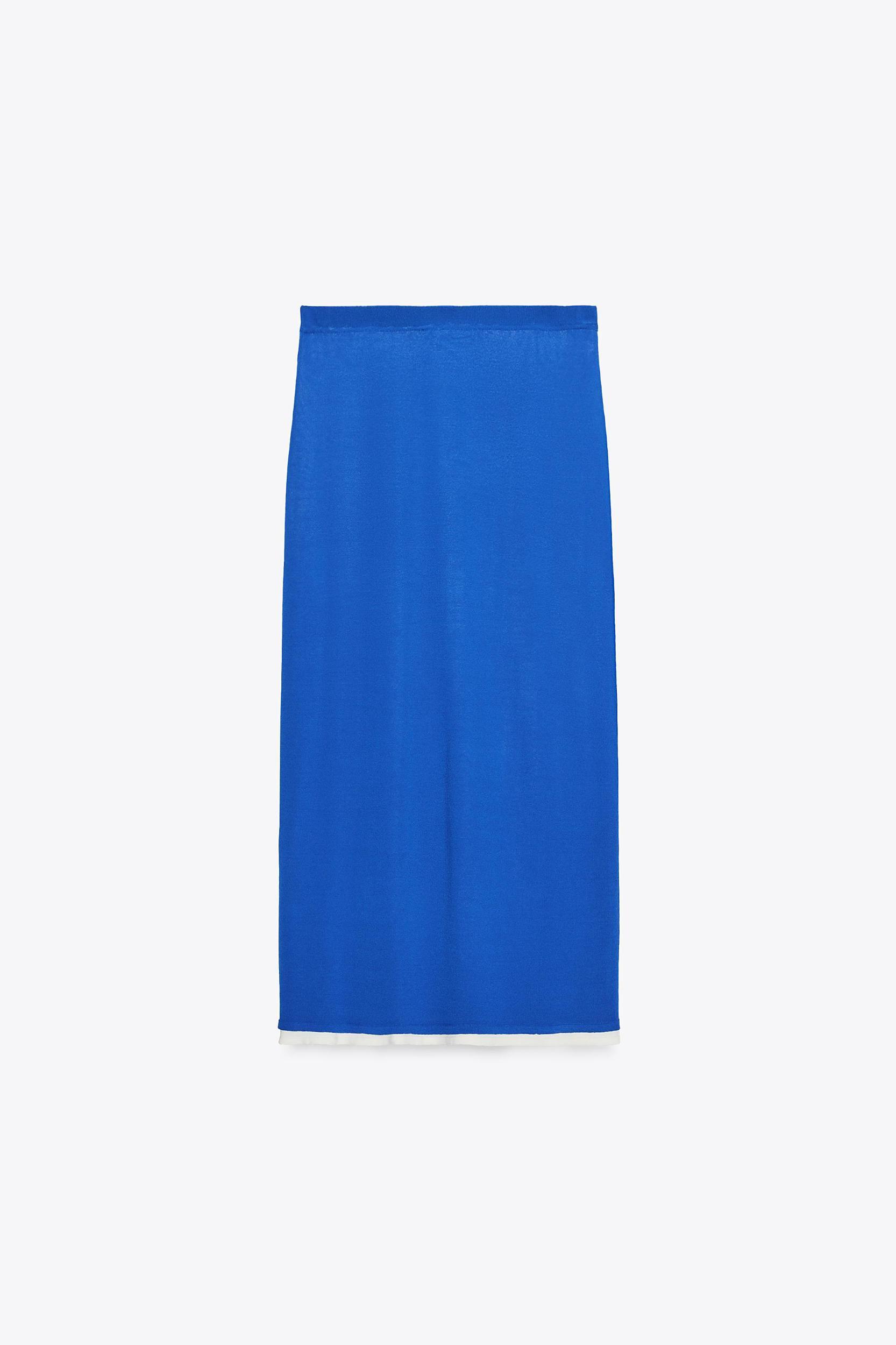 DOUBLE-LAYER KNIT MIDI SKIRT Product Image