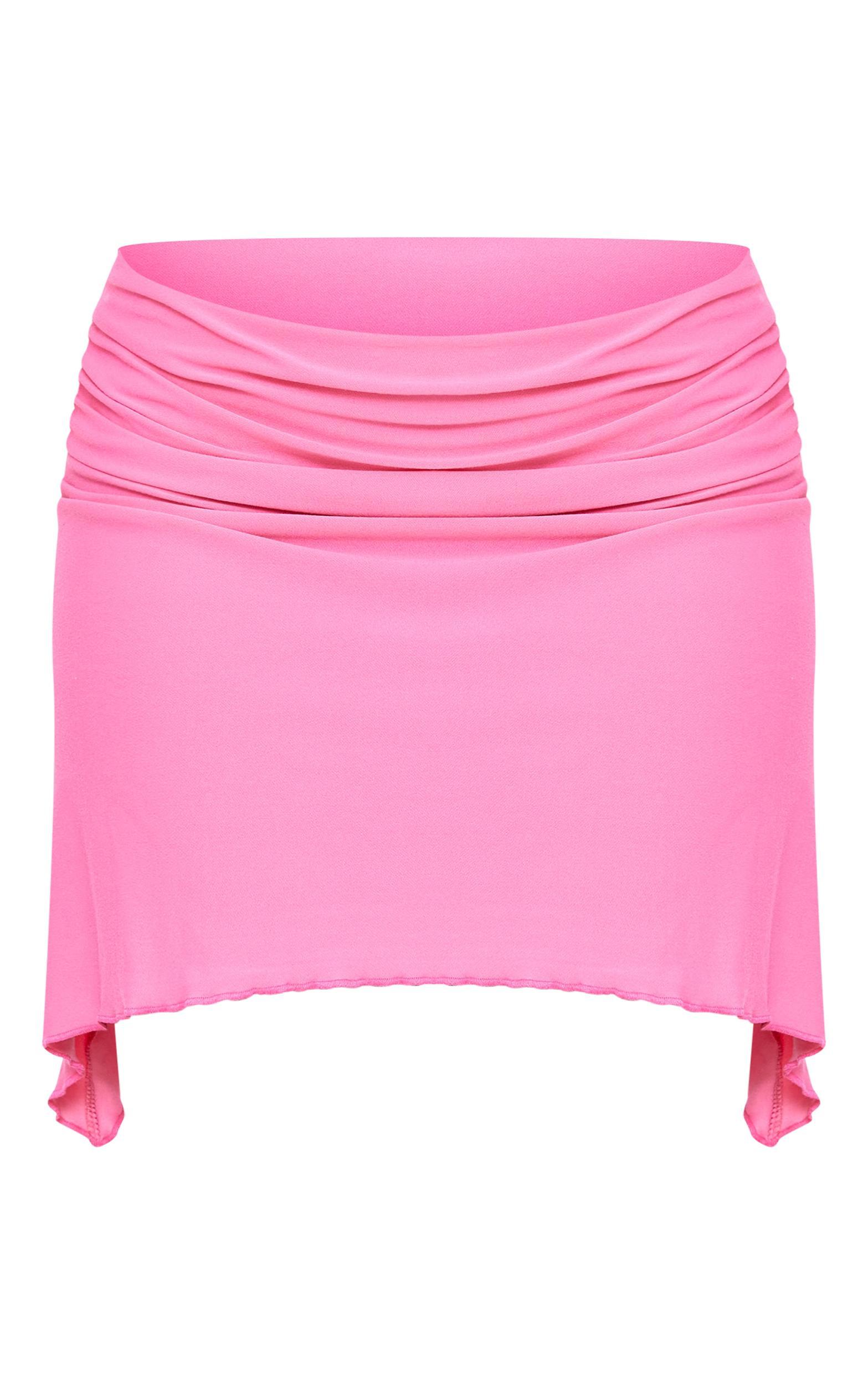 Pink Soft Touch Handkerchief Hem Mini Skirt Product Image