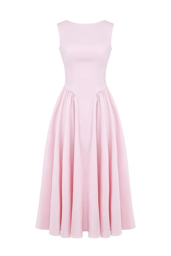 Cindy  ballerina pink twill midi sundress Product Image