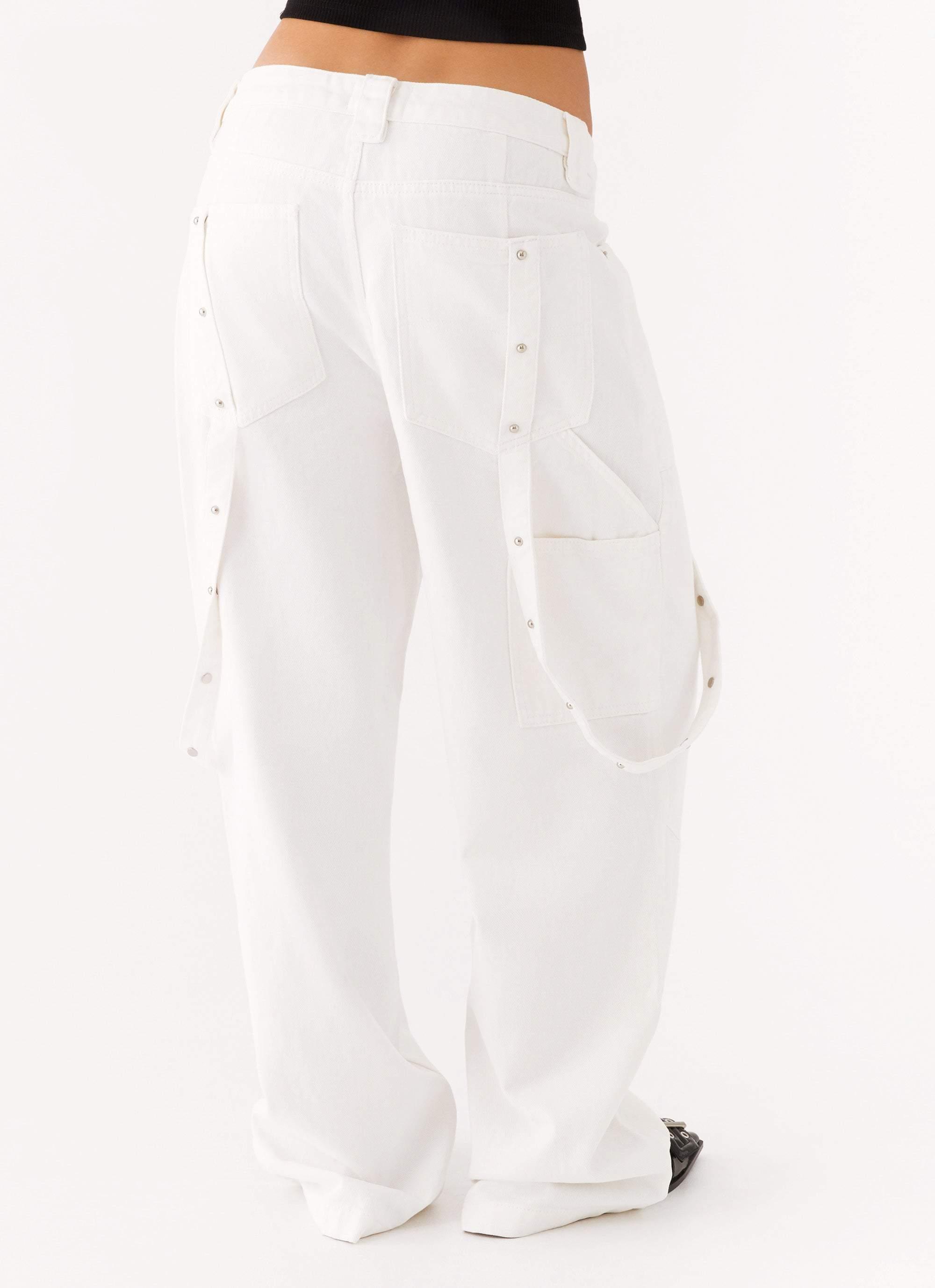 Avril Cargo Denim Pants - White Product Image