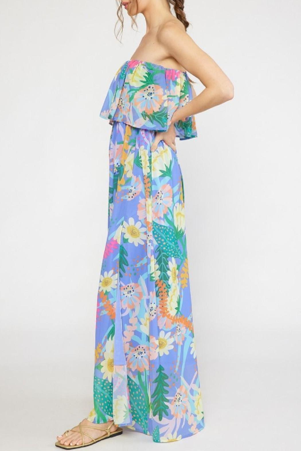 Strapless Tropical Print Maxi Product Image