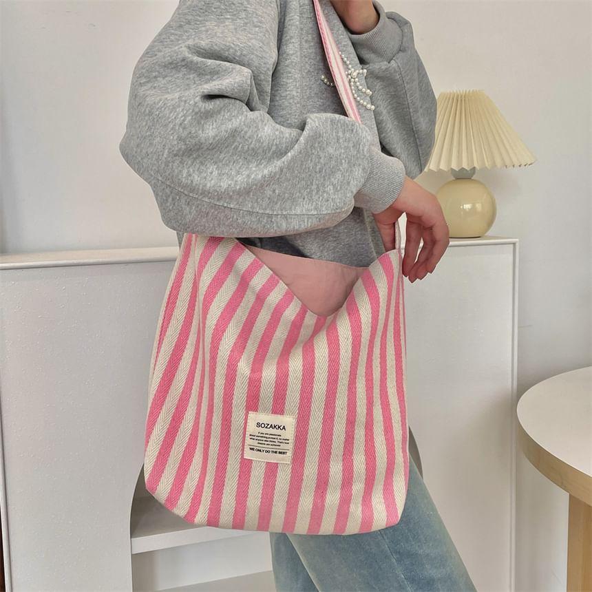 Striped Applique Canvas Crossbody Bag Product Image