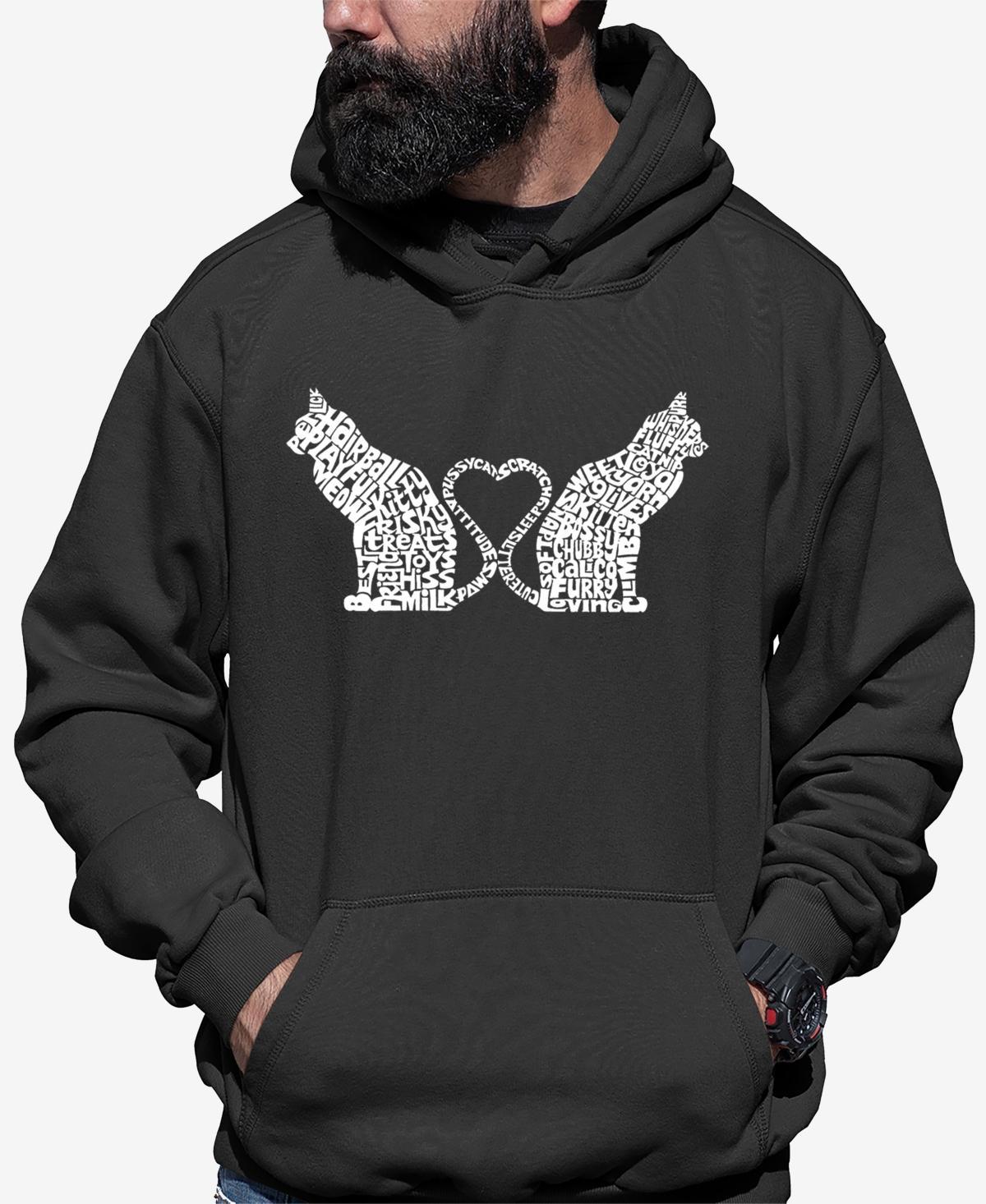 La Pop Art Cat Tail Hearts - Mens Word Art Hooded Sweatshirt Product Image