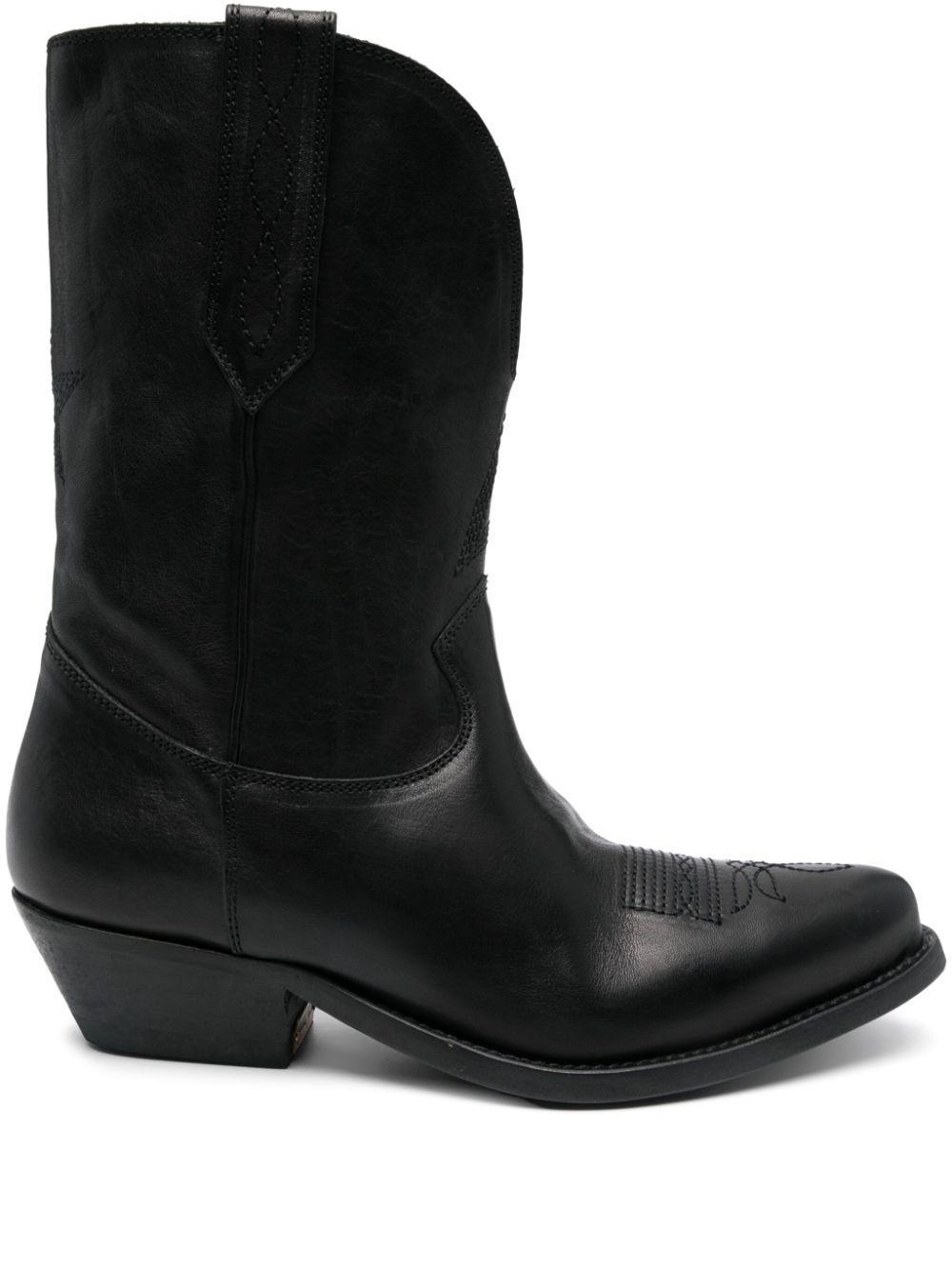 Wish Star Leather Boots In Black Product Image