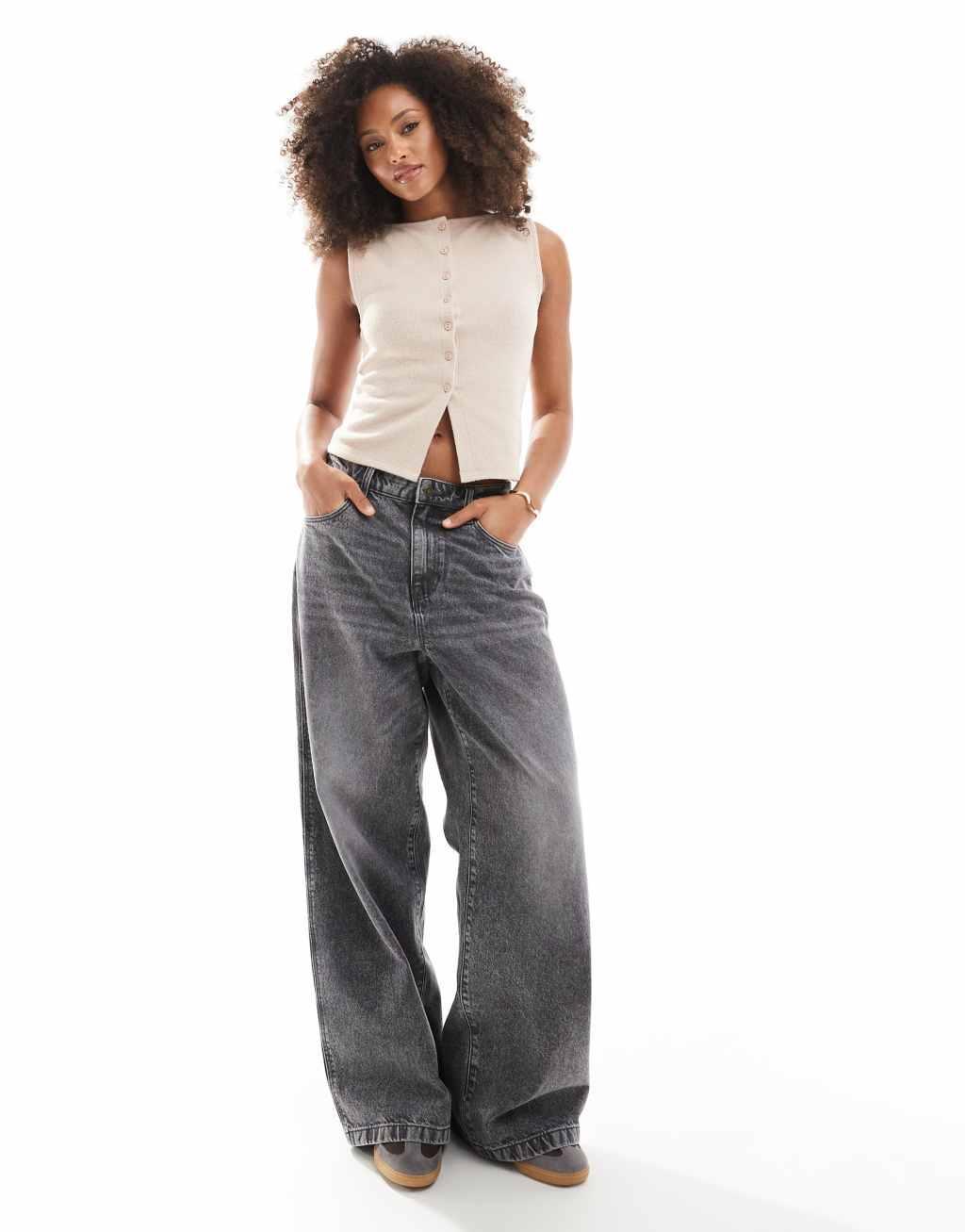 ASOS DESIGN super soft brushed sleeveless button through top in oatmeal Product Image