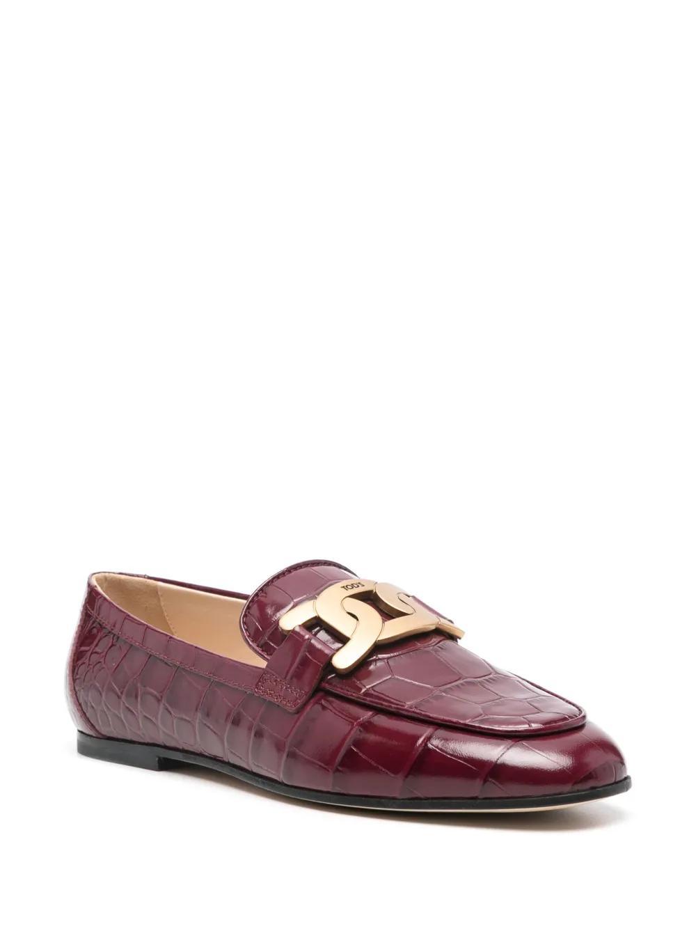 TOD'S Croco Chain Slip-on Loafers In Bright Red Product Image