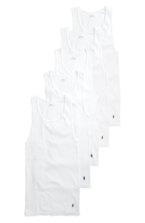 Polo Ralph Lauren Cotton Ribbed Classic Fit Tanks, Pack of 5 Product Image