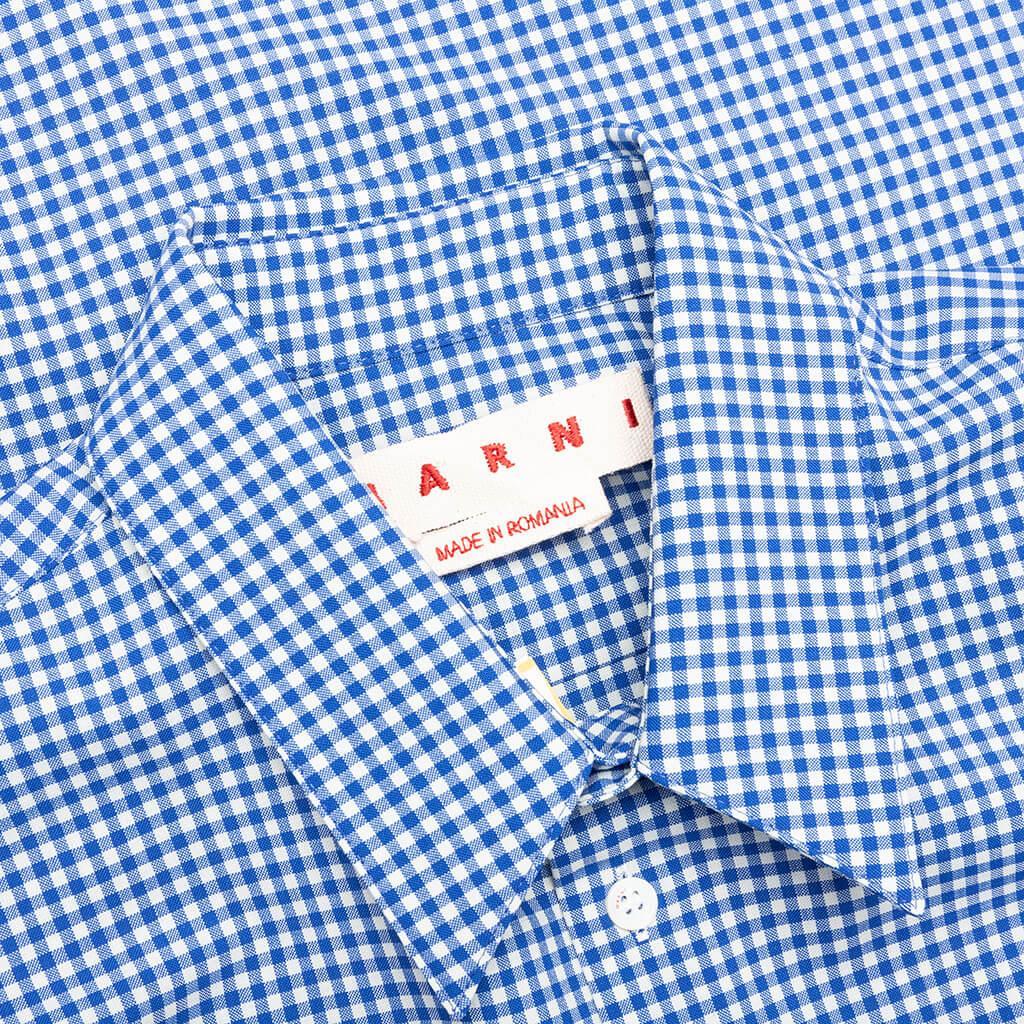 Checked Wool Shirt - Blue/White Male Product Image