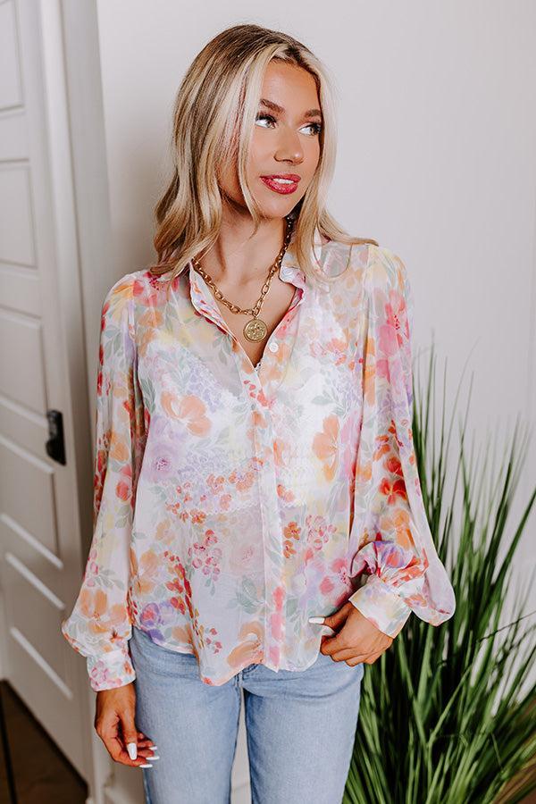 Lush Blooms Chiffon Button Up Product Image