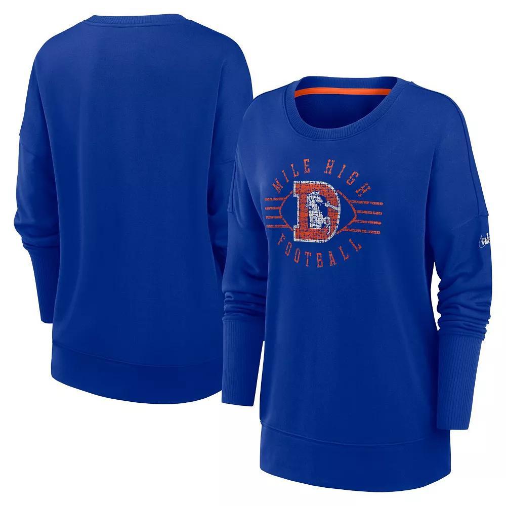 Women's Nike Royal Denver Broncos Rewind Playback Icon Performance Pullover Sweatshirt,  Product Image
