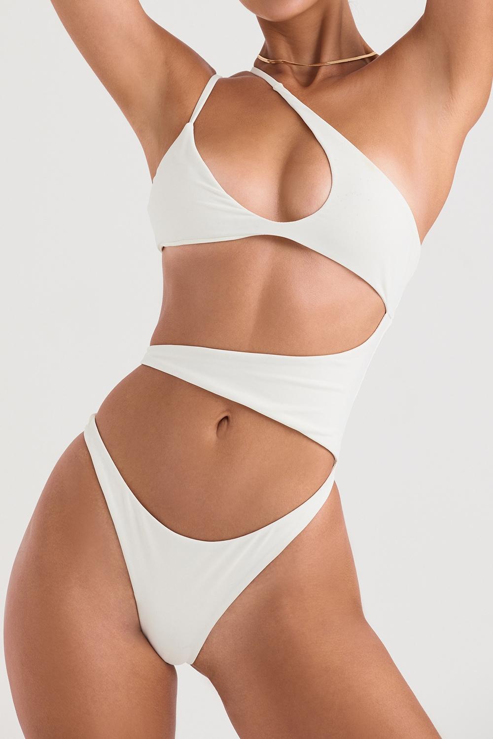 Lafayette Ivory Asymmetric Cutout Swimsuit Product Image