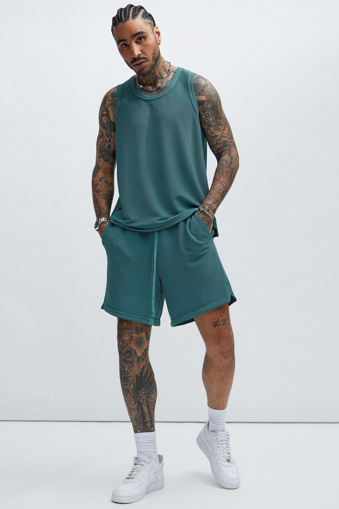 Zyler Textured Tank Top - Teal Product Image