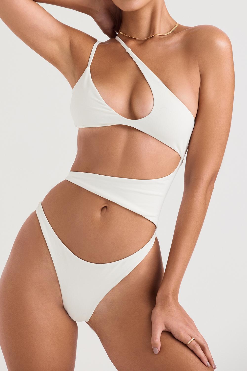 Lafayette Ivory Asymmetric Cutout Swimsuit Product Image