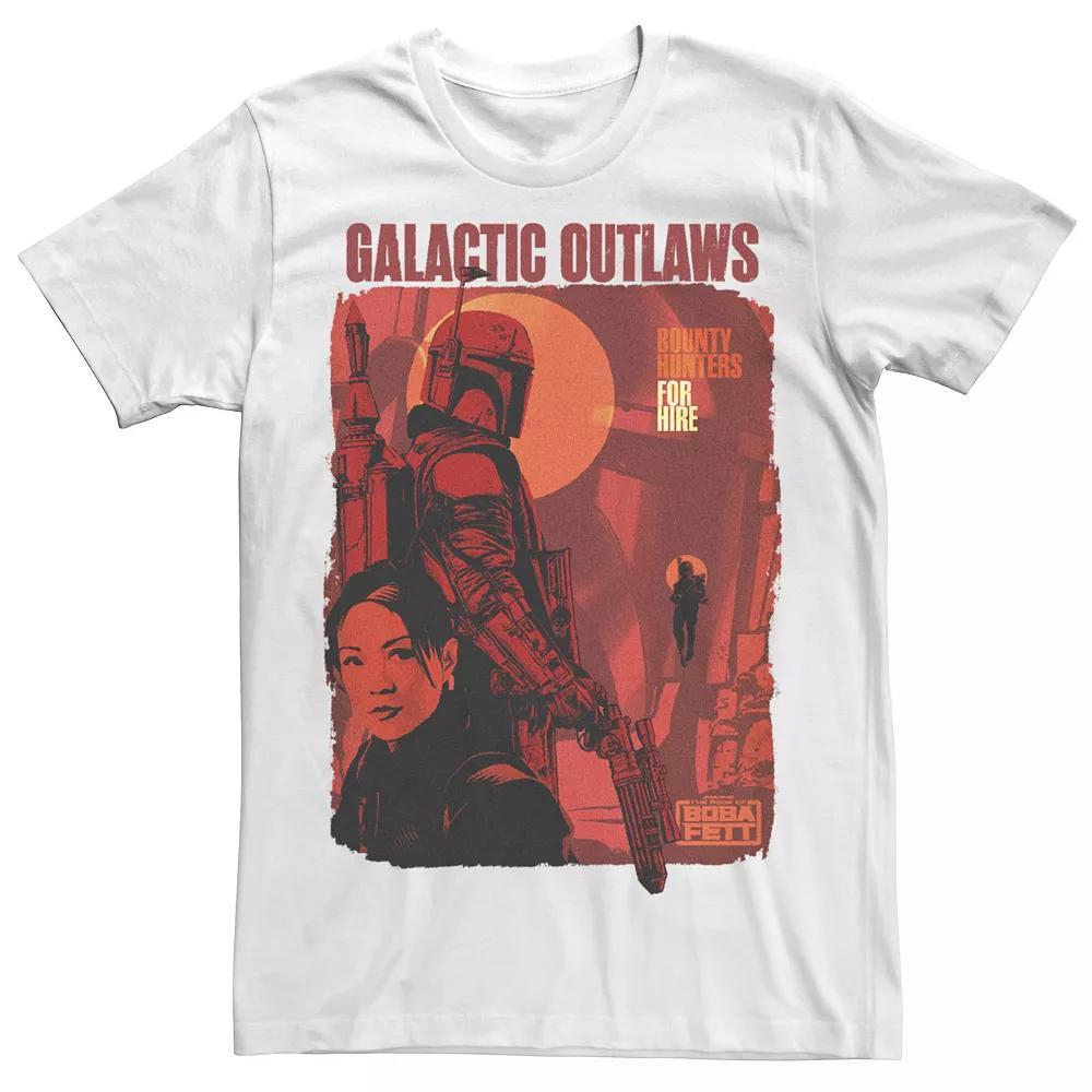 Men's Star Wars The Book Of Boba Fett Galactic Outlaws Red Hue Poster Tee, Size: Medium, White Product Image