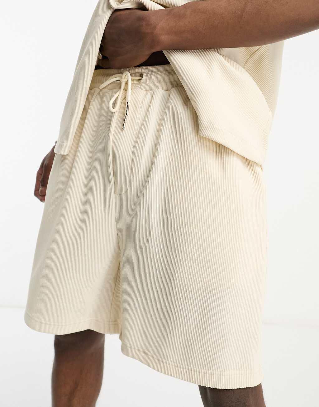 Sixth June plisse shorts in beige Product Image