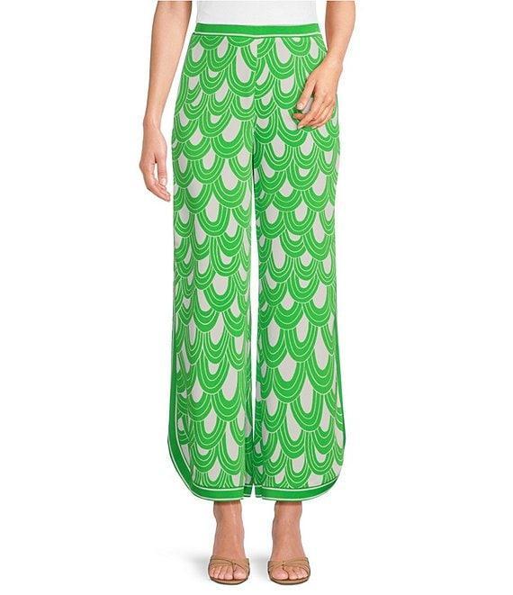 Trina Turk Overhead Woven Drape Print Flat Front Drapey Ankle Pants Product Image