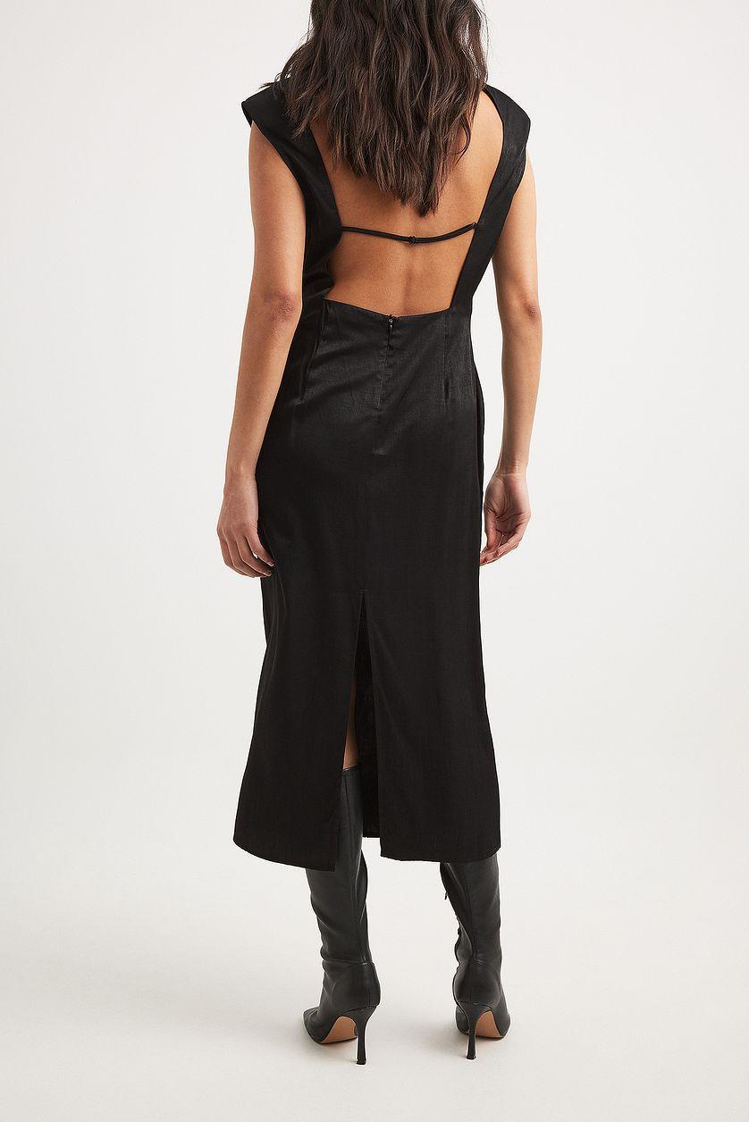 Funnel Neck Open Back Midi Dress Product Image