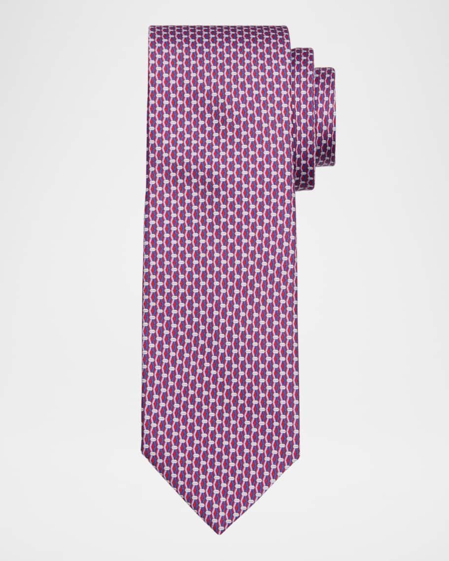 Men's Geometric Chainlink Silk Tie Product Image