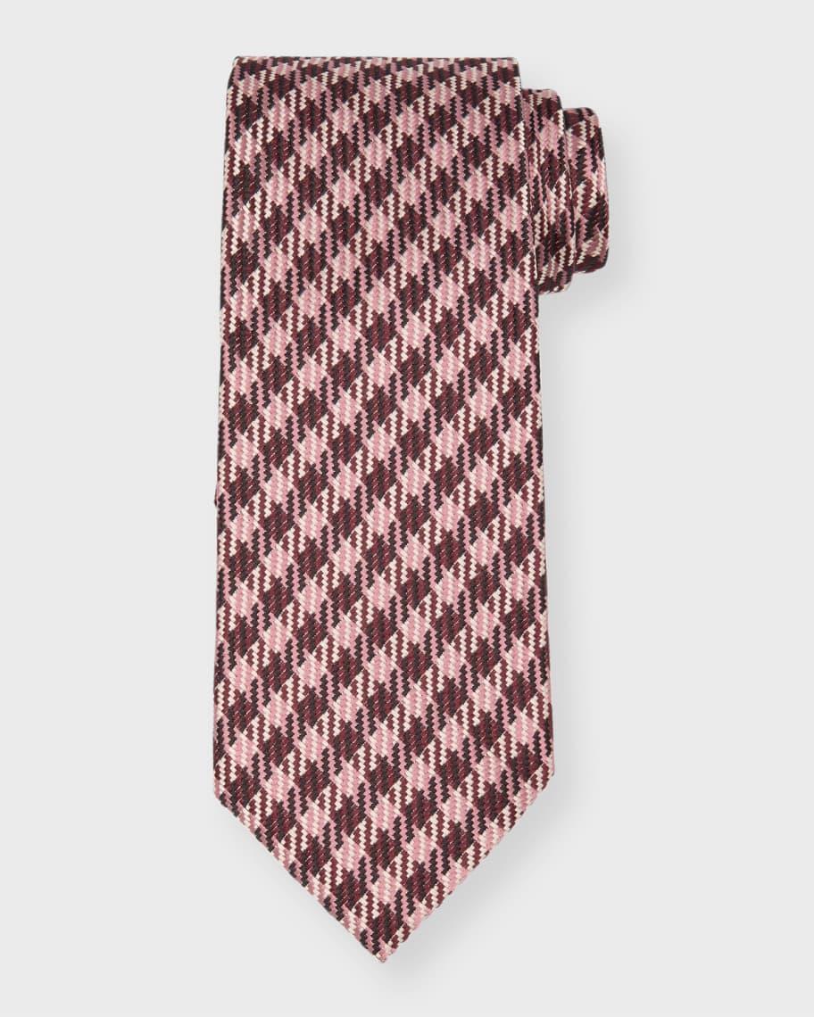 Men's Woven Check Silk Tie Product Image